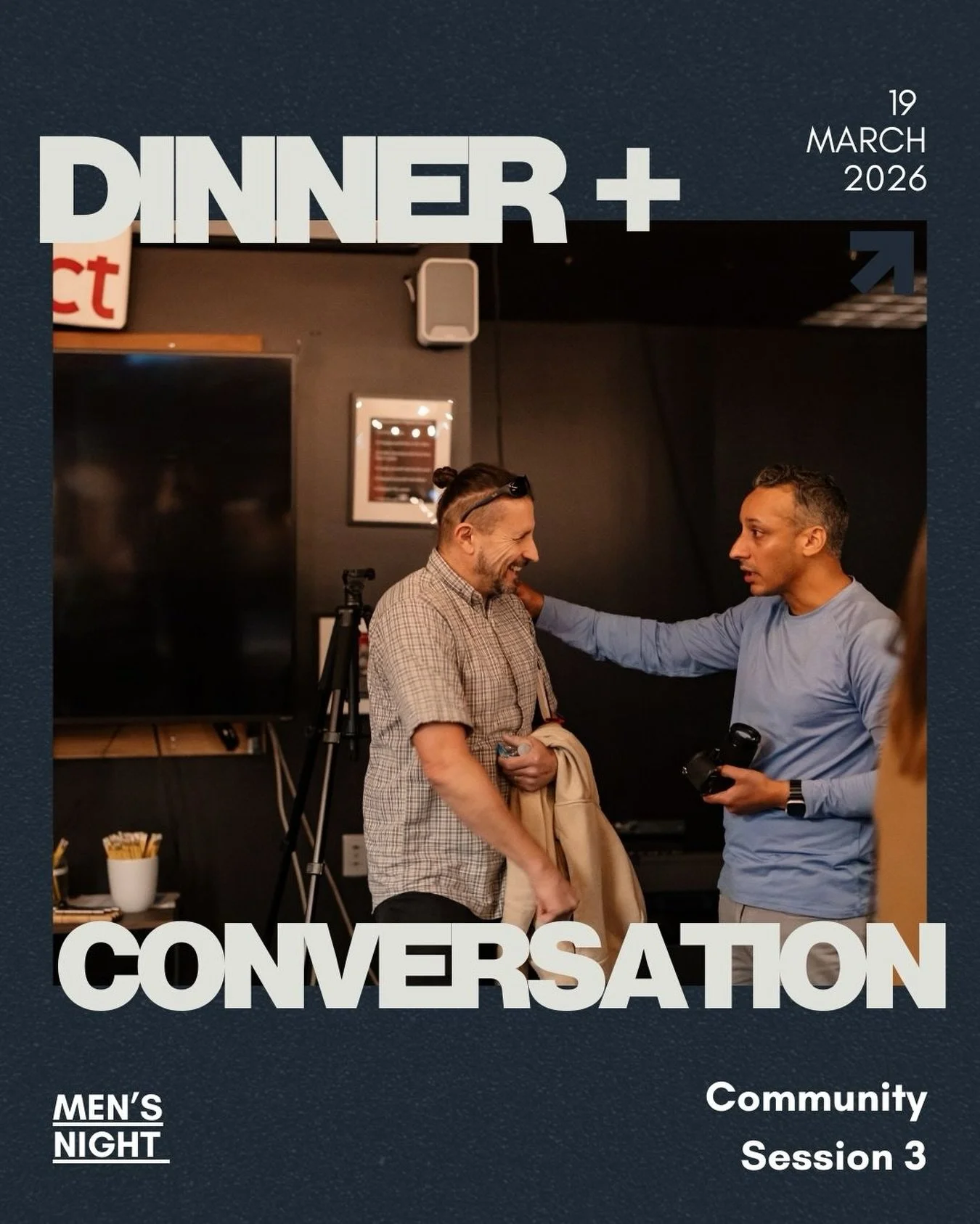 That look when you can&rsquo;t believe THIS THURSDAY is our next MEN&rsquo;S Dinner + Conversation! 

These evenings have been such a great opportunity to live connected and grow together as we share a meal, watch a short teaching video, and engage i