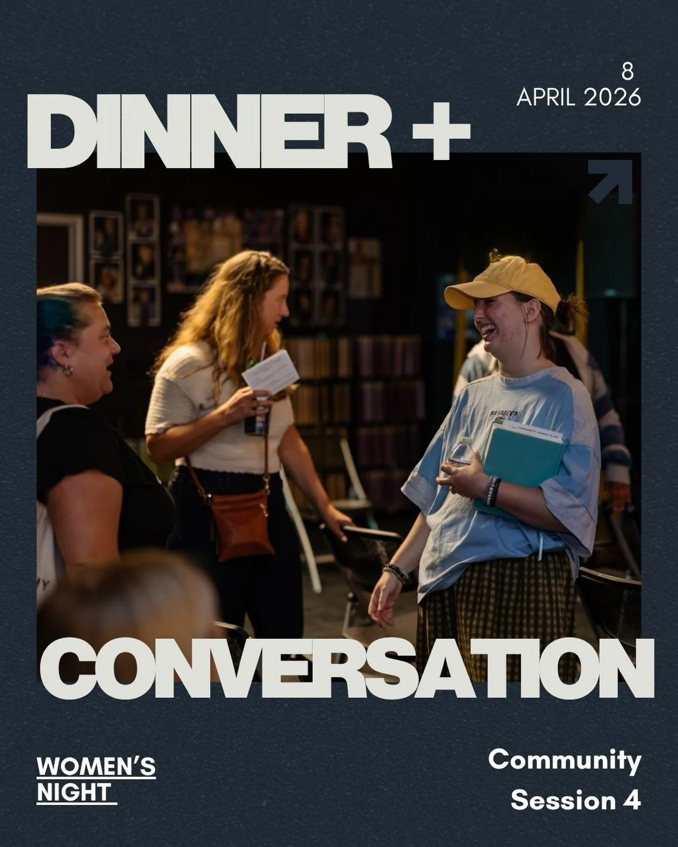 WOMEN - Join us THIS WEDNESDAY for our April Dinner + Conversation night. 

These evenings have been a sweet opportunity to live connected and grow together as we share a meal, watch a short teaching video, and engage in meaningful conversation toget