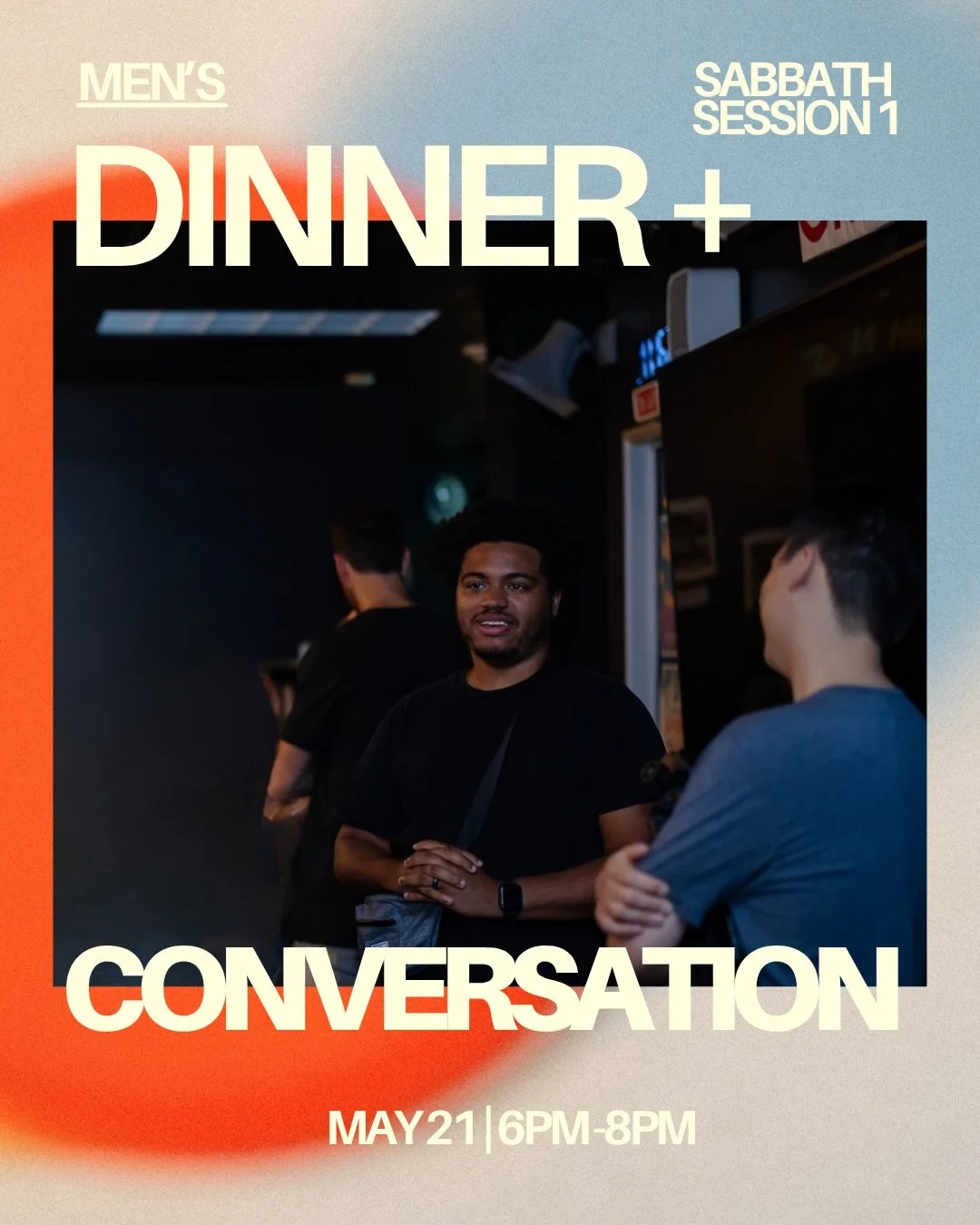 Men &mdash; Join us THIS THURSDAY for our May Dinner + Conversation. 

We&rsquo;ll be kicking off the first of four sessions on the practice of Sabbath as we explore Jesus&rsquo; invitation to rest. 

These evenings have been a solid opportunity to g