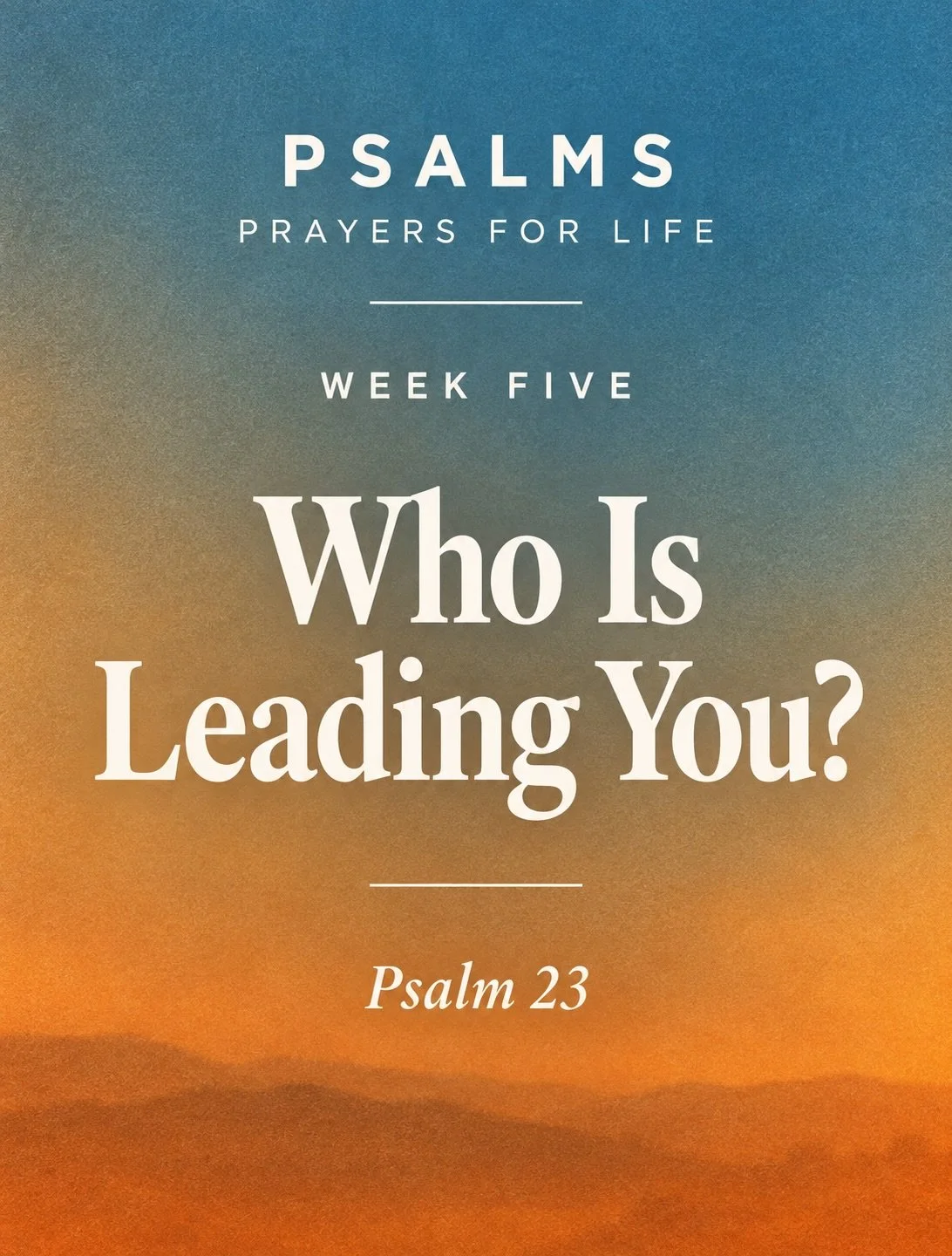 🤍 Last Sunday, we continued our series Psalms: Prayers for Life with Psalm 23 and a simple question:
Who is leading you?

Every day, there are countless voices competing for our attention&mdash;telling us what to want, what to fear, what matters, an