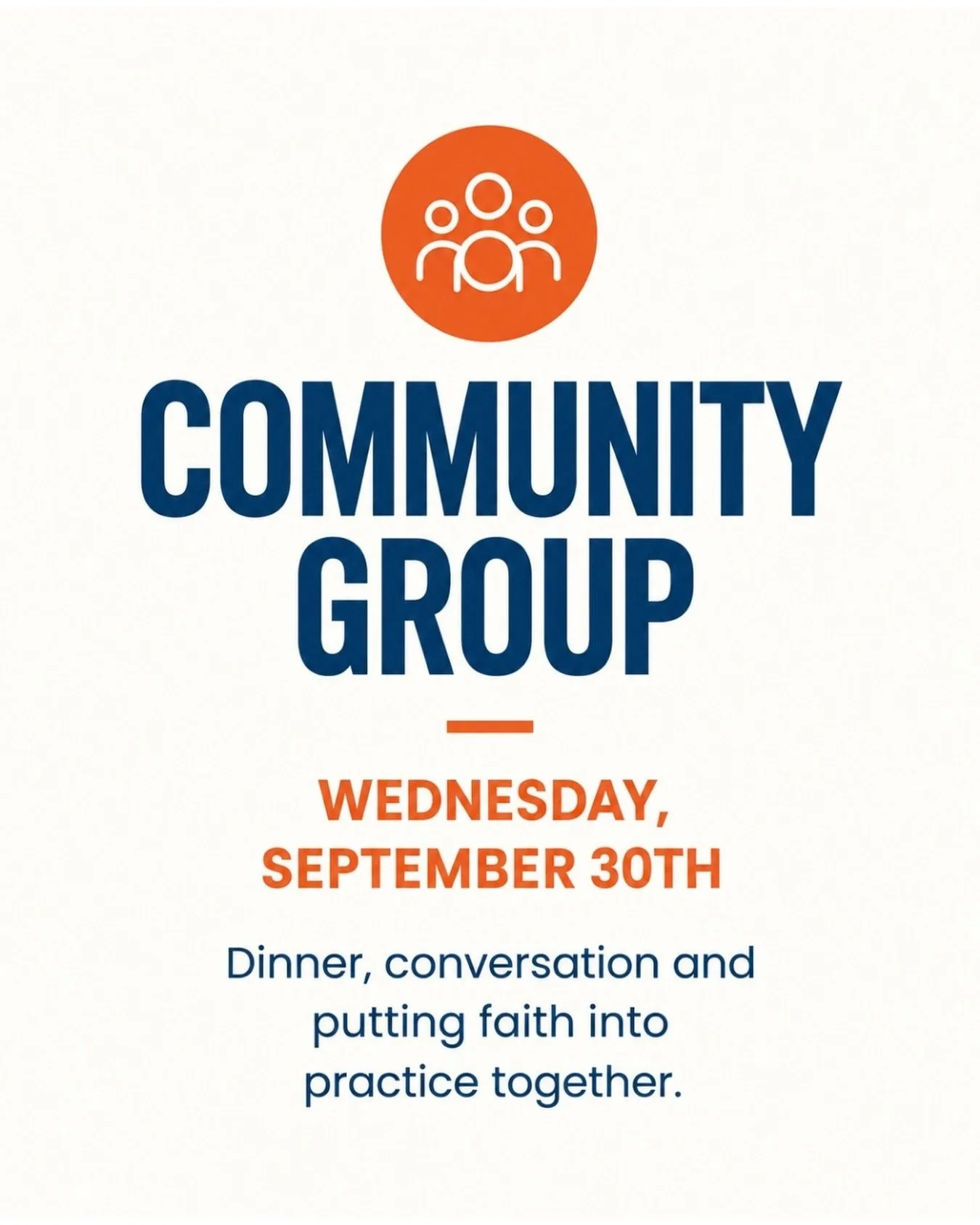 Community Group is TONIGHT!! 

Our first Community Group gathering was such a meaningful night&mdash;and we&rsquo;re so excited for round two! 🙌

Join us for dinner, conversation, and time spent putting faith into practice together.

📍 Playa Vista 