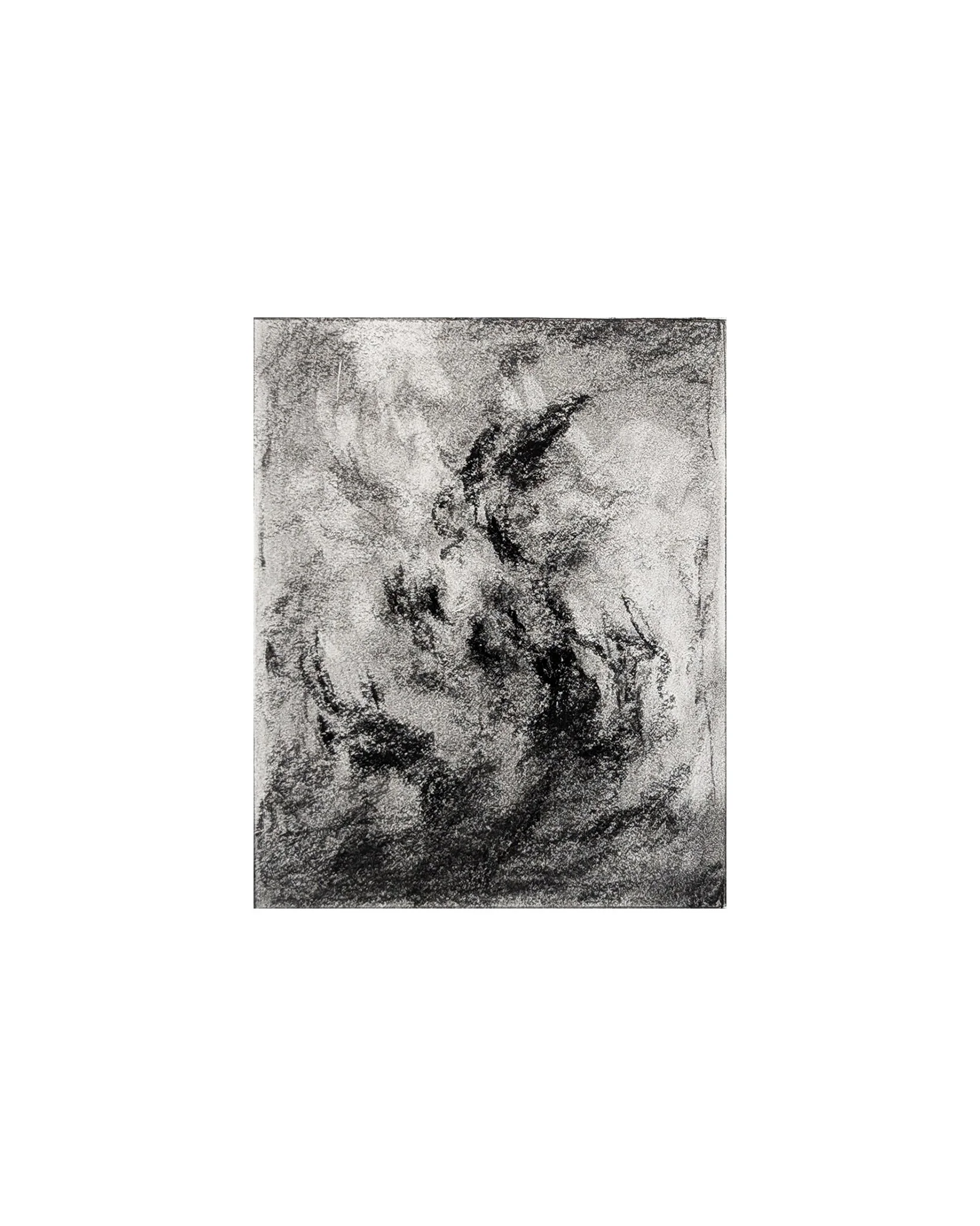 Abstract #3, Charcoal on paper, 5" x 4", 2026