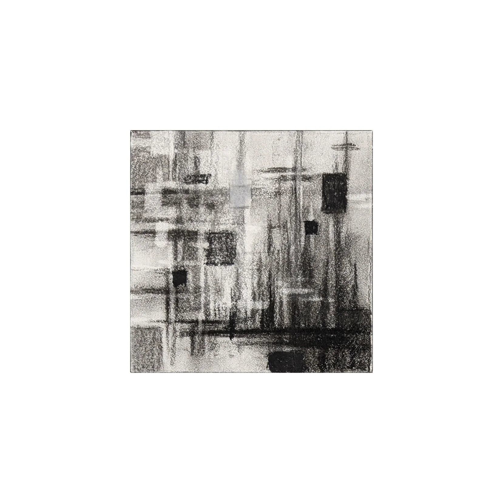 Abstract #1, Charcoal on paper, 4" x 4", 2026