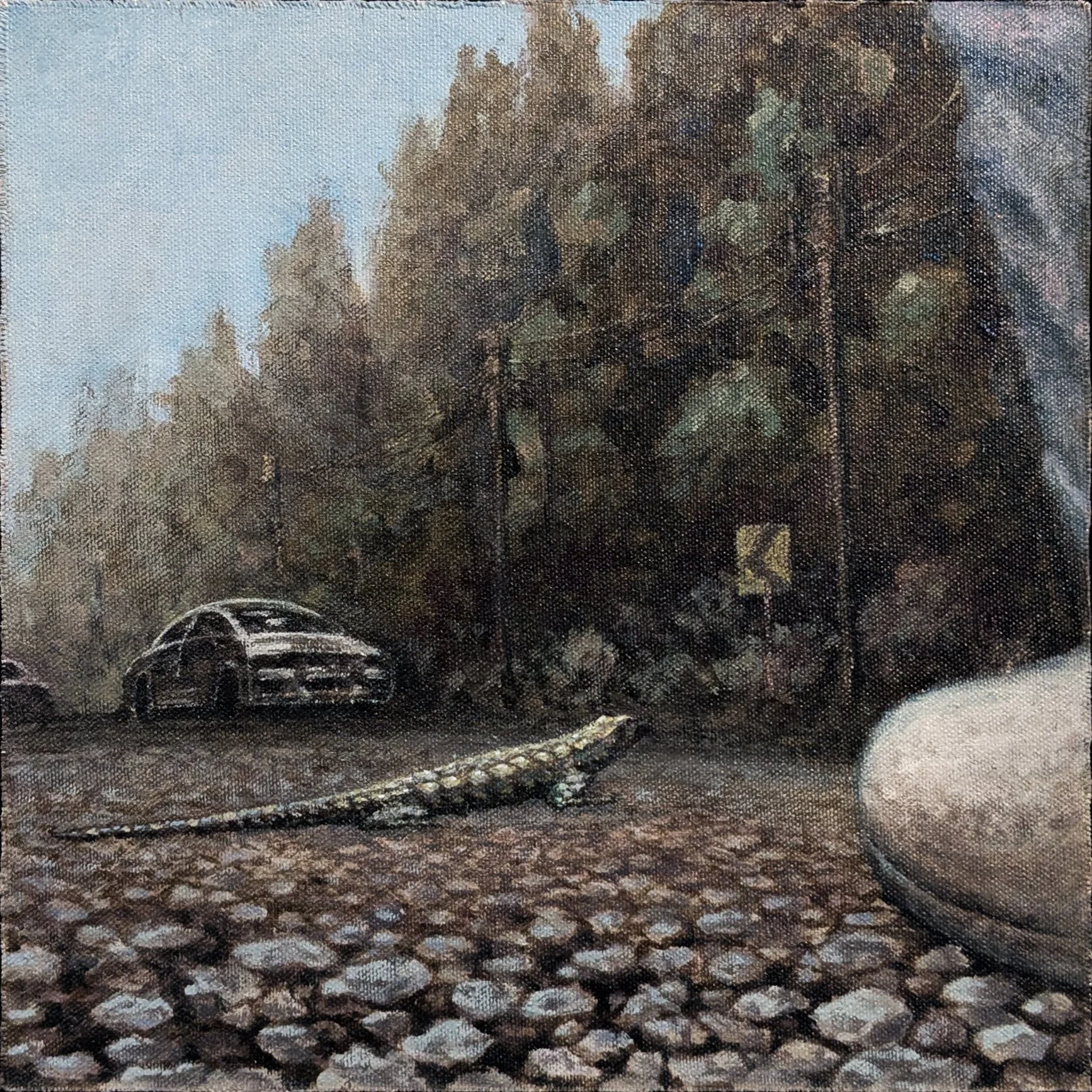Cross, 11" x 11", Oil on panel, 2026