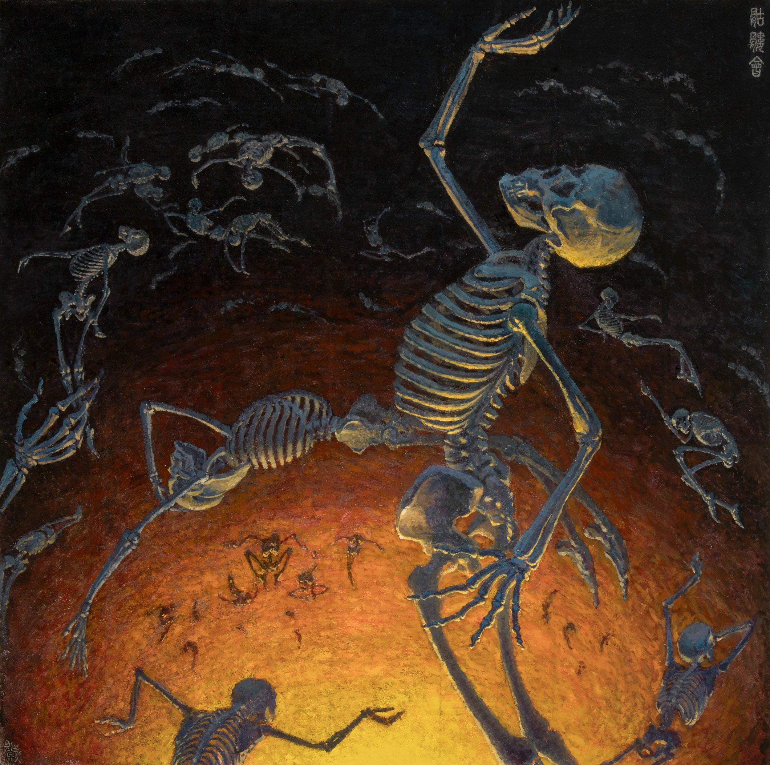 Skeleton Party, 41"x41", Oil on canvas, 2024