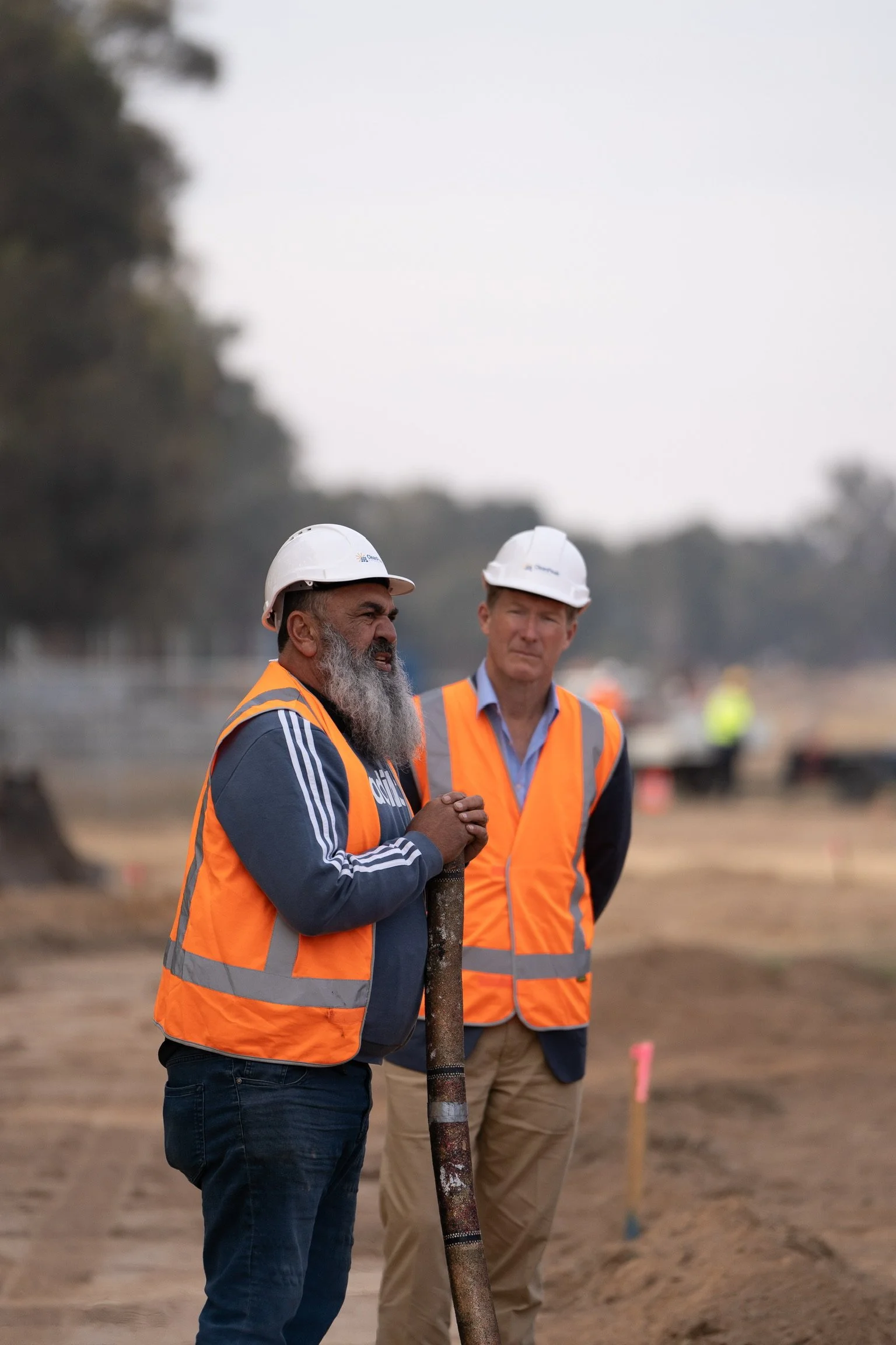First Nations representative speaking at Wangaratta Solar Farm smoking ceremony