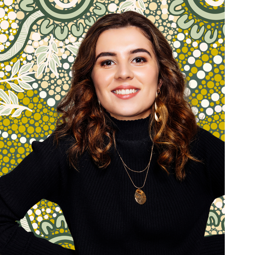 Portrait of Indigenous artist Kortney Glassbehind CleanPeak Energy Reconciliation Action Plan artwork