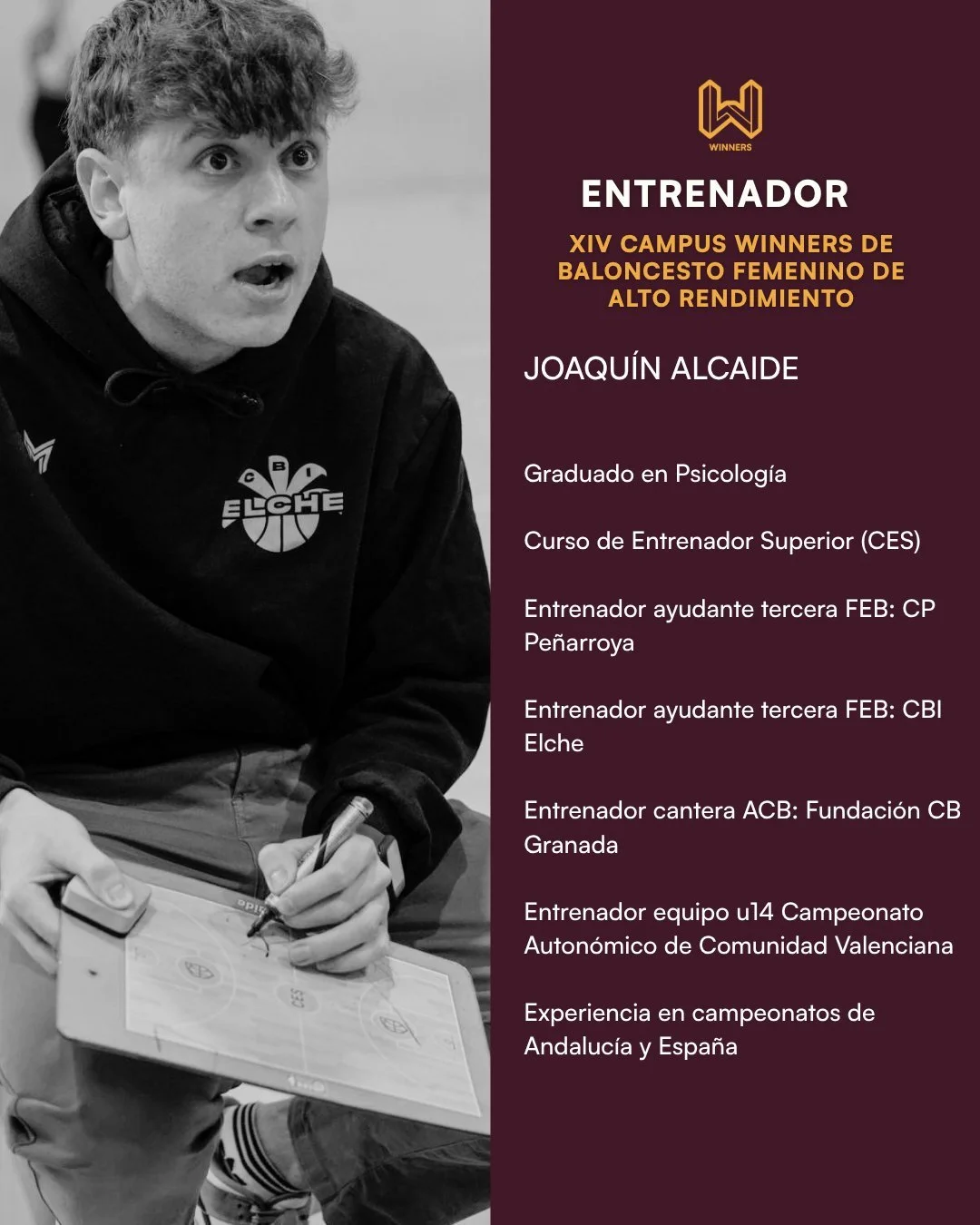 &iexcl;Joaqu&iacute;n Alcaide se suma al staff! 🏀

Graduado en Psicolog&iacute;a y con experiencia en banquillos de alto nivel, Joaqu&iacute;n aporta una mirada clave para acompa&ntilde;ar a las jugadoras dentro y fuera de pista.

Ha formado parte d