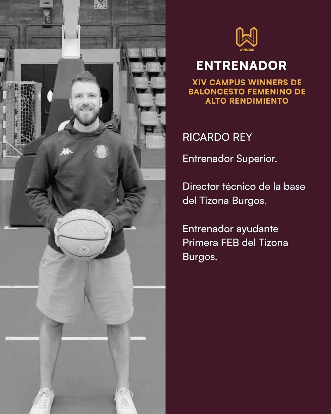 Sumamos talento al XIV Campus Baloncesto Femenino Alto Rendimiento Winners 🏀

Este a&ntilde;o contaremos con @ricardo.rey30 como nuevo entrenador del campus.
✅ Entrenador Superior
✅ Director t&eacute;cnico de la base del Tizona Burgos
✅ Entrenador a