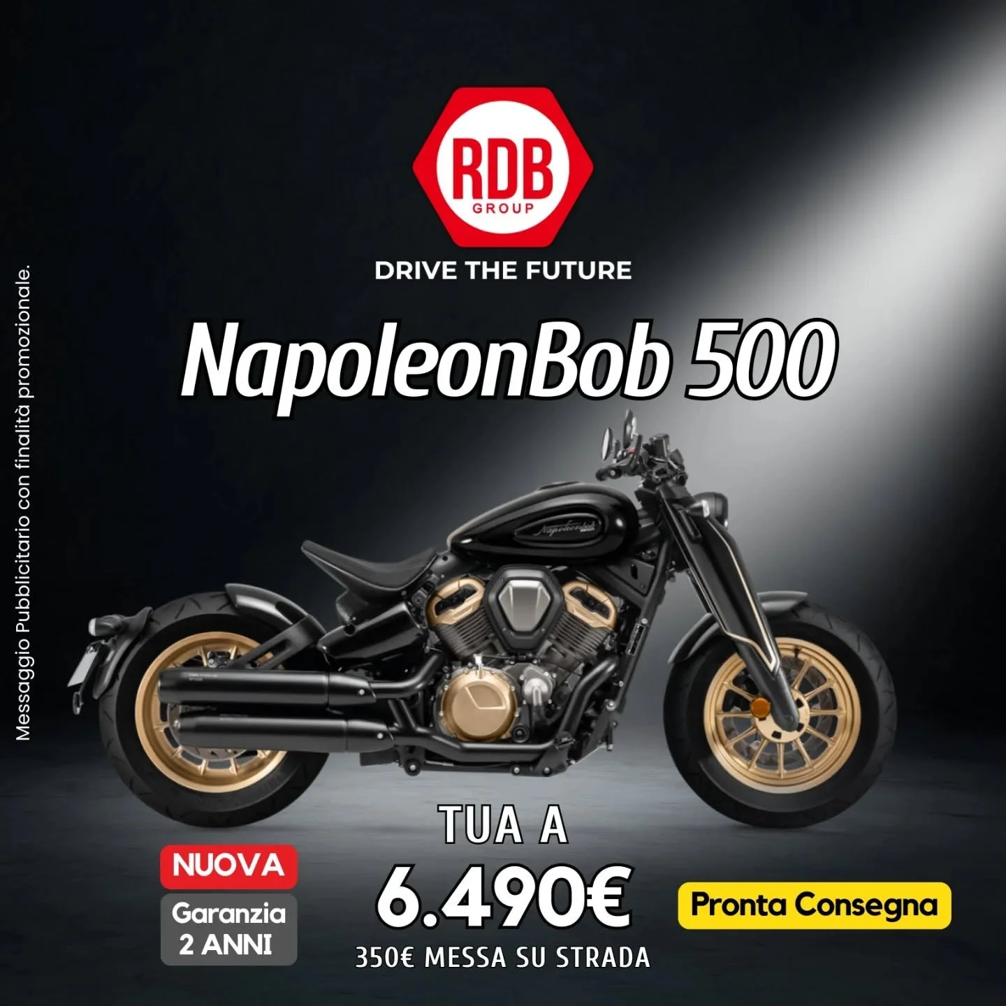 La tua prossima moto, un'icona di stile a un prezzo imbattibile! 🌍🏍
Benda NapoleonBob500 pu&ograve; essere tua a 6.490&euro; f.c.
Scoprila su www.RDBMOTOSTORE.it
