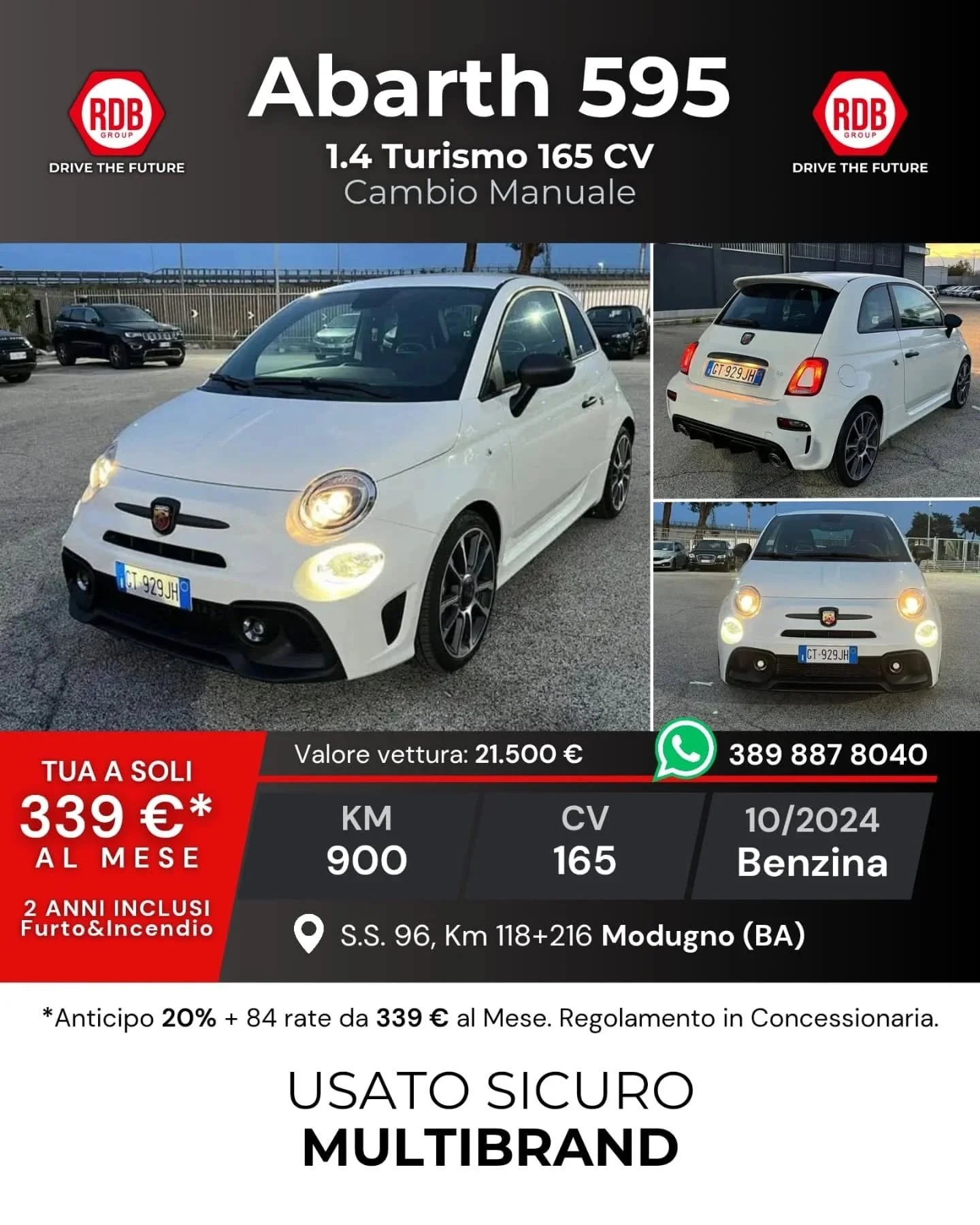 USATO SICURO MULTIBRAND 🔥

Scegli le nostre soluzioni di finanziamento intelligente e guida la tua prossima auto.

Ti aspettiamo in concessionaria!
Siamo a Modugno (BA), S.S. 96, Km 118+216
Chiama o Invia Whatsapp: 389 887 8040