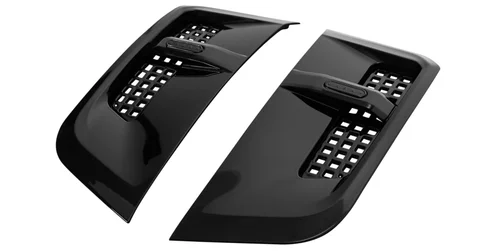 Pair of gloss black Urban side vents with mesh inserts for the Land Rover Defender