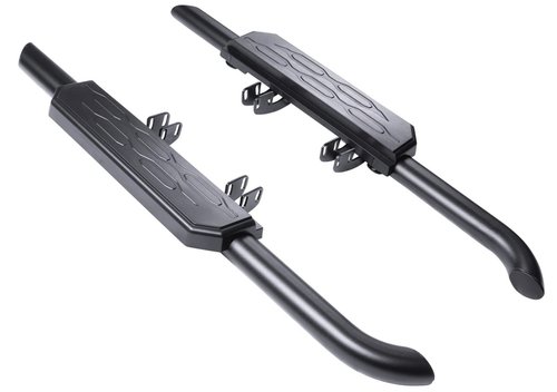 Pair of black tubular Urban side steps for the Land Rover Defender 90