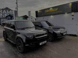 Black Land Rover Defender outside the TintTech Nottingham unit