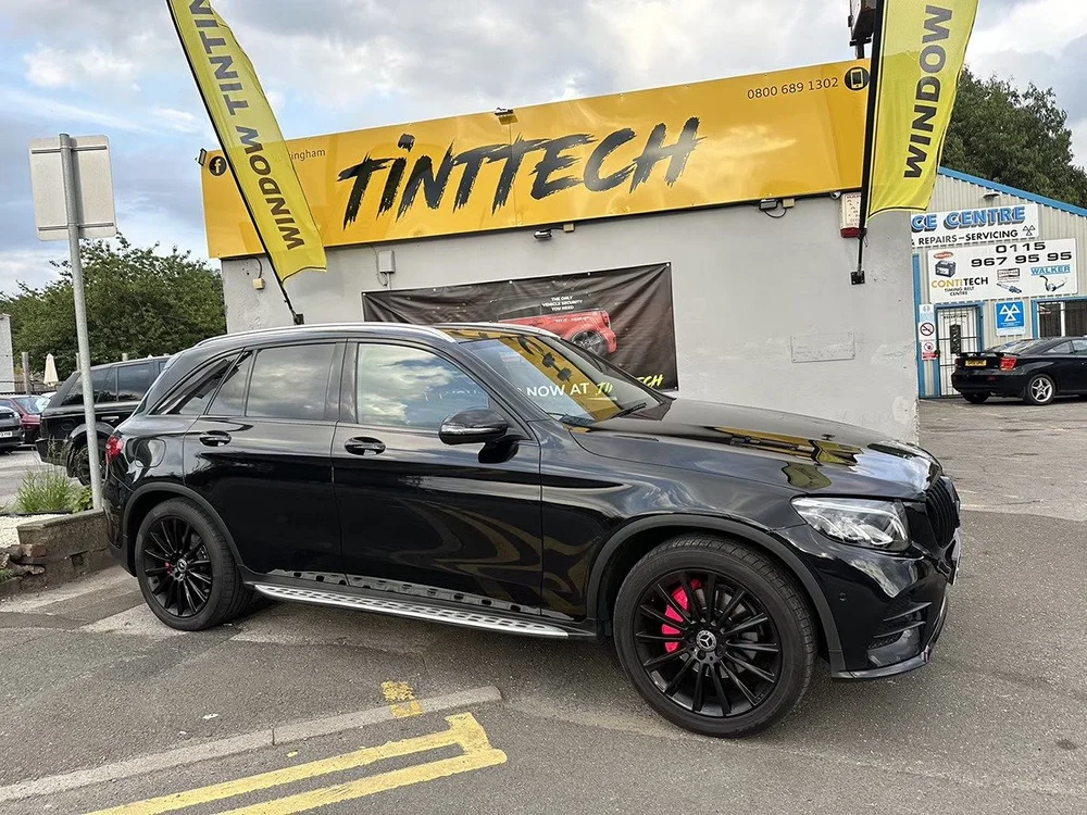 Black Mercedes SUV with refurbished alloy wheels at TintTech Nottingham