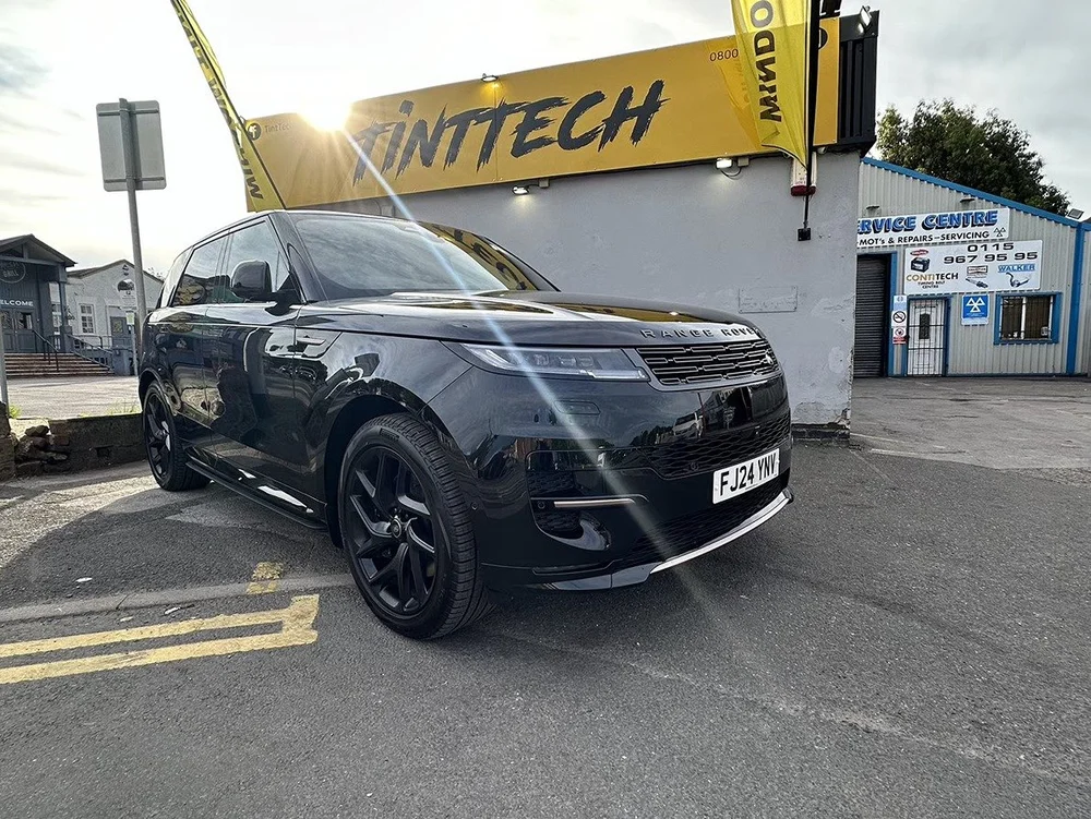 Black Range Rover with refurbished alloy wheels outside TintTech Nottingham
