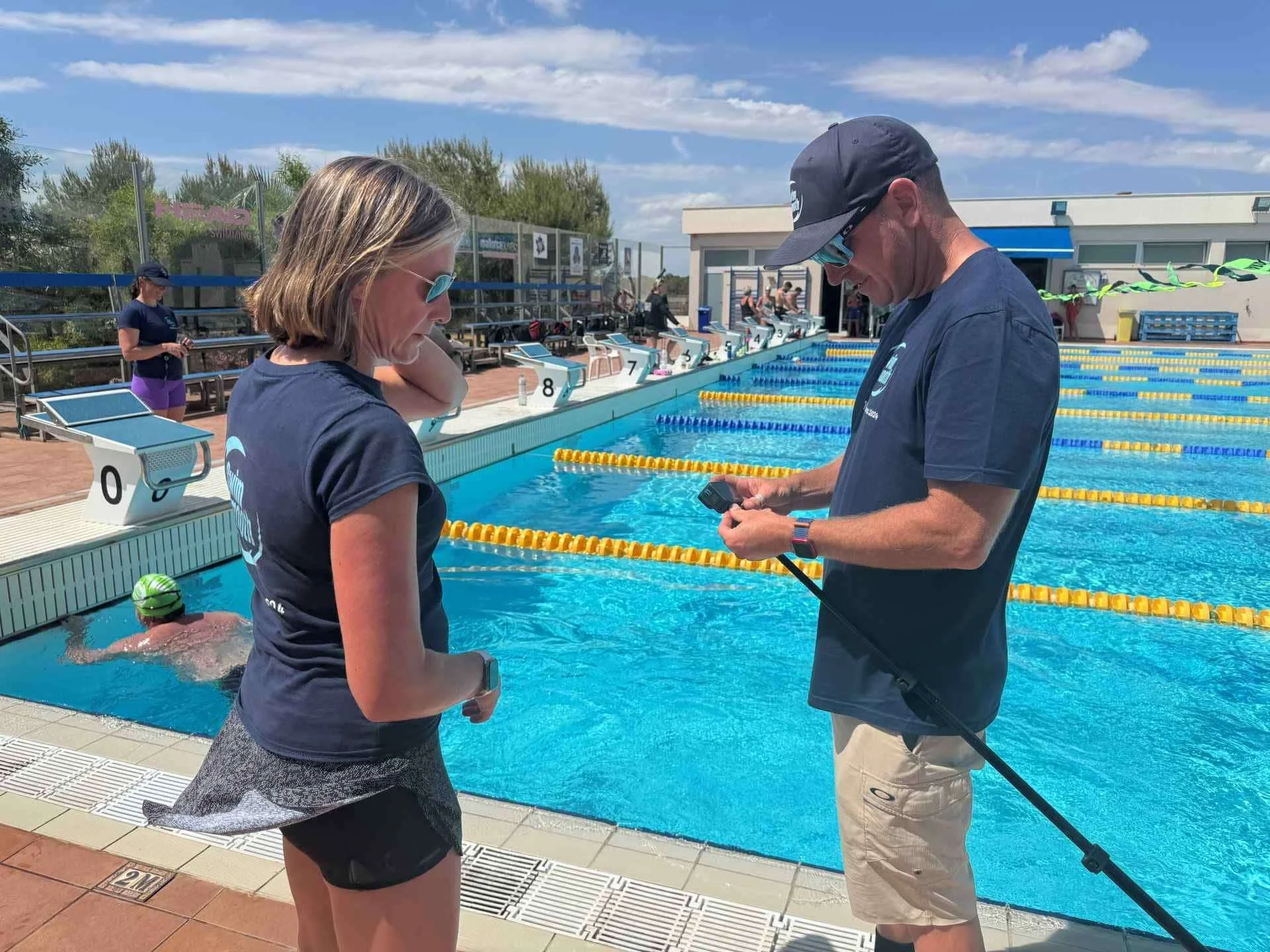 Swim Smooth Coaches set up underwater GoPro