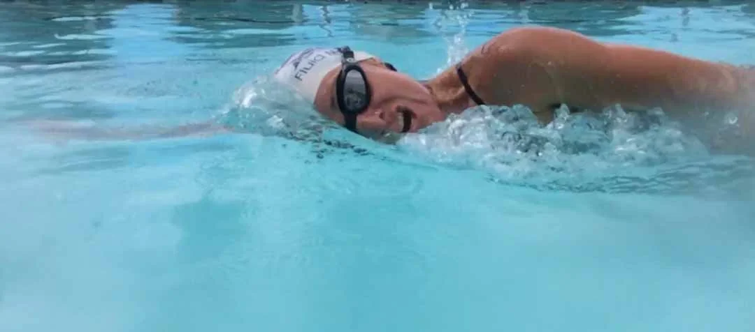 Marathon Swimmer Using Proper Breathing Technique