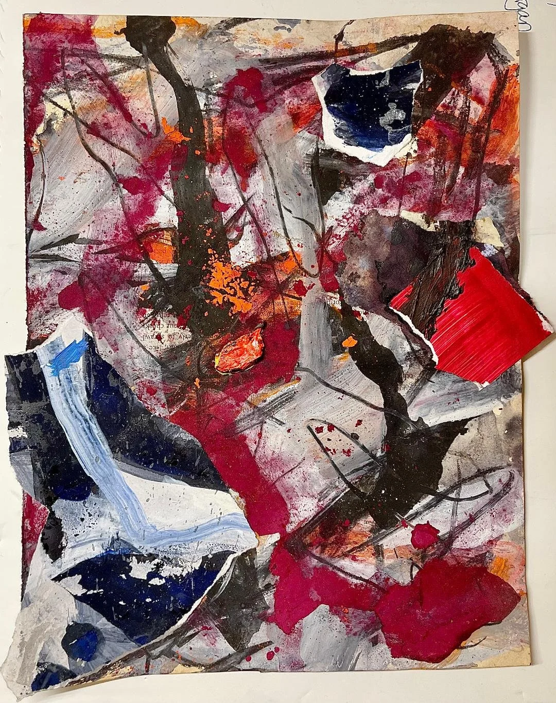‘Red Ice (Blood Falls)’ mixed-media on paper.