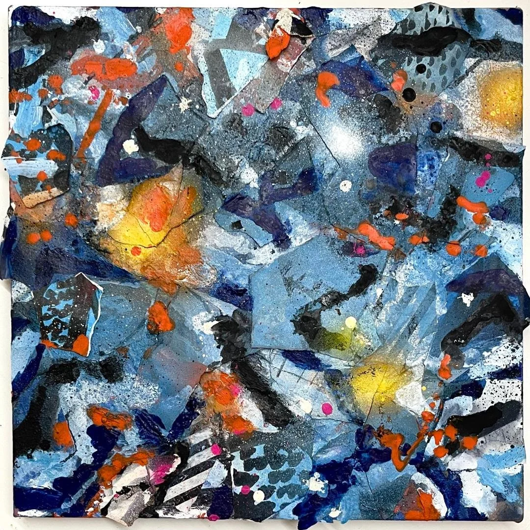 Recent painting out of the studio, deconstructing a number of ink drawings to create the surface of this painting. I’m yet to decide the title and which way up, square or..