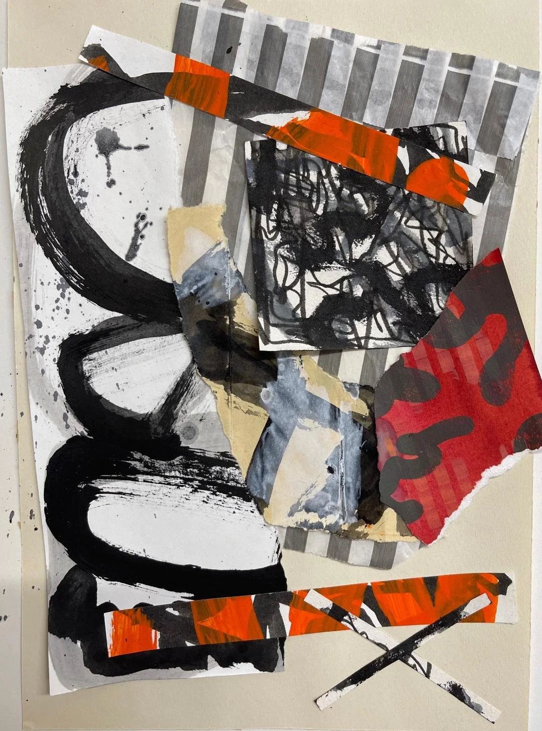 ‘Shiro Echo’ 21 x 30 cm, a new piece from the studio, a work on paper using found mixed-media materials and Japanese ink..
