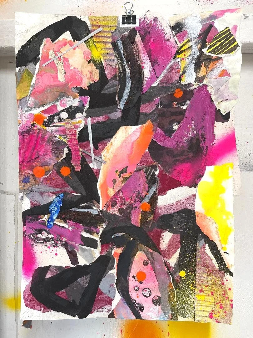 New work out of the studio, ‘Abstrakt MZ’ 42 x 30 cm, mixed-media collage, 2026