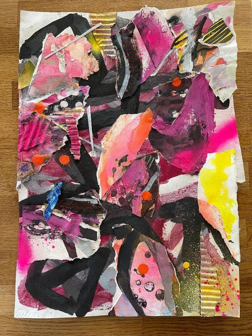 New work out of the studio, ‘Abstrakt MZ’ 42 x 30 cm, mixed-media collage, 2026