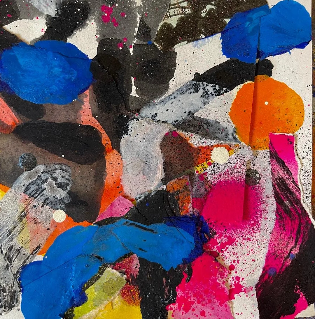 Detail of new abstract mixed-media work on paper: ‘Ghost Patterns’