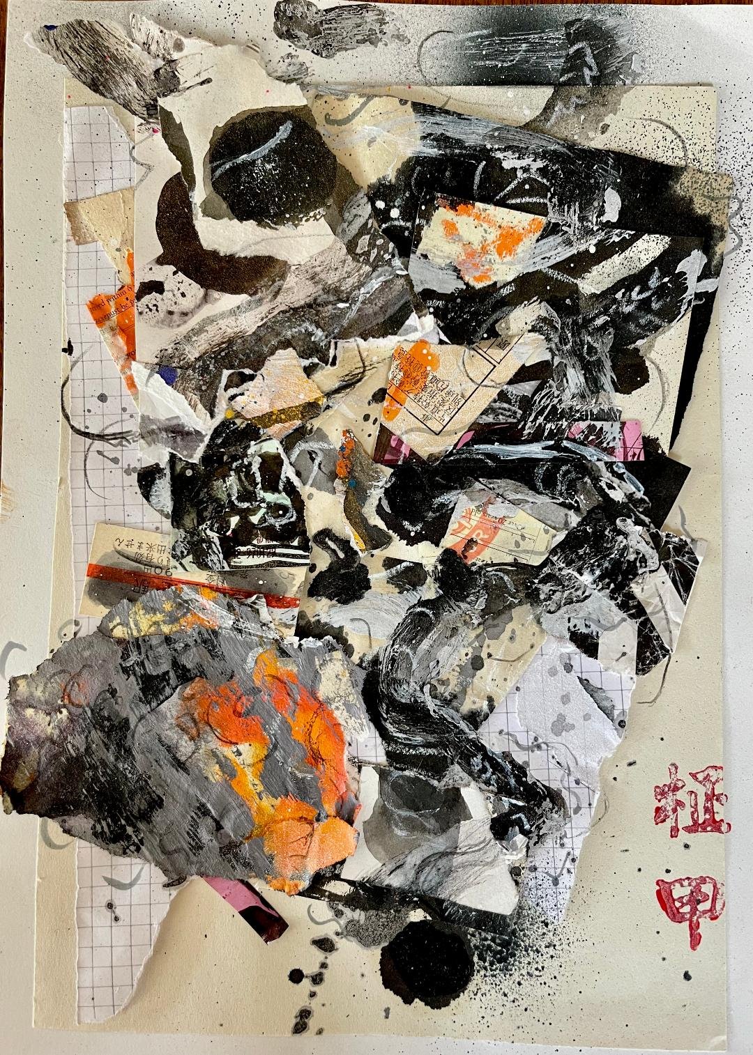 Can you see the dragon’s head emerging from the smoke?: ‘Magic Dragon in Smoke (after Kono Bairei). This is my more experimental response to Bairei’s print (see earlier post)..
