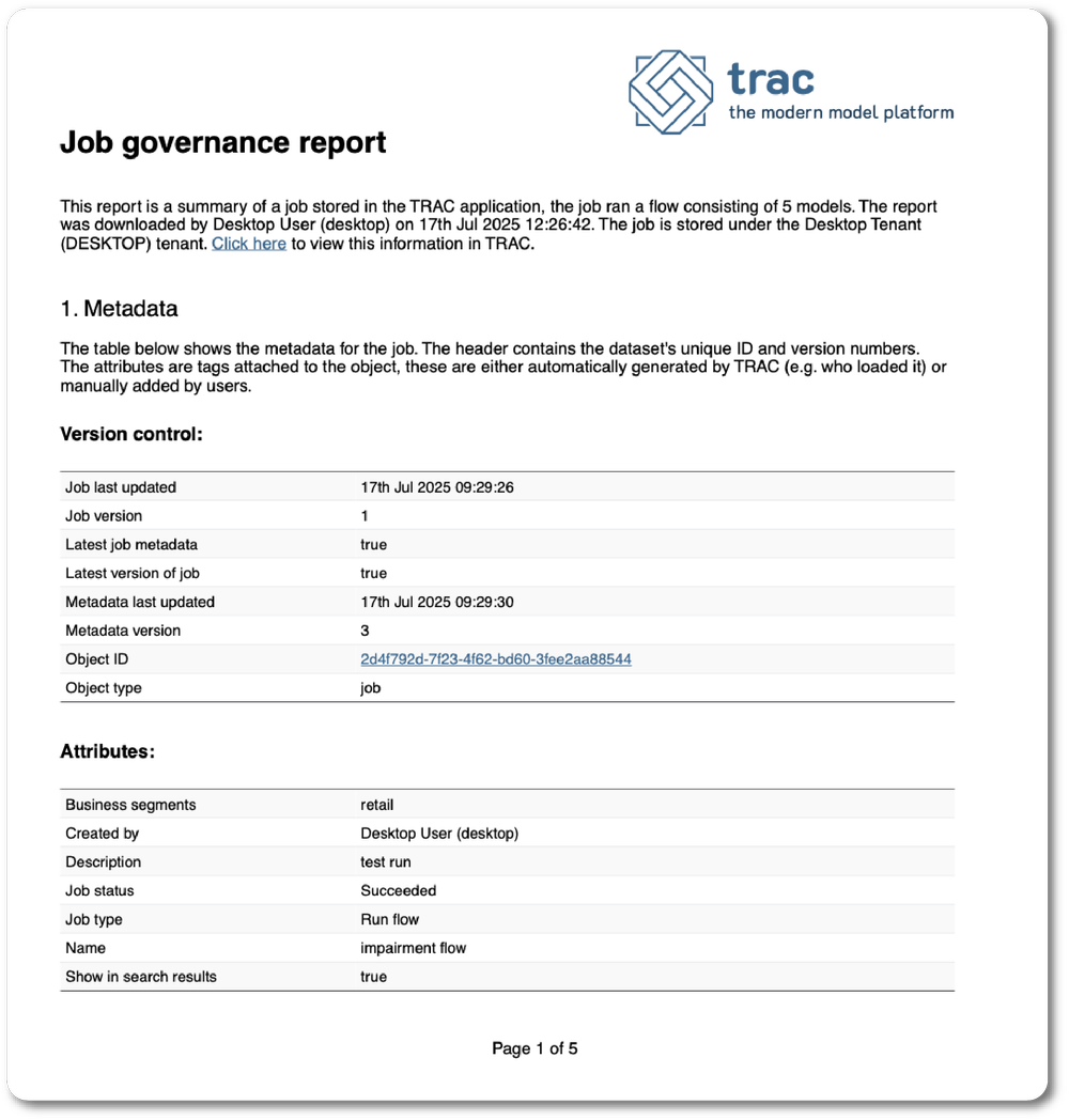 TRAC live assets interface screenshot