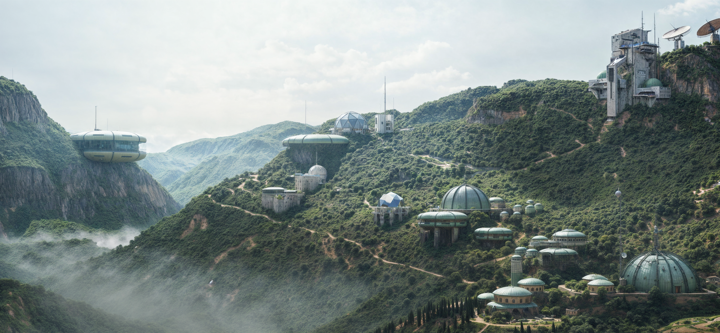 Environment with architectural elements created in 3ds Max using Forest Pack and Fstorm renderer. Terrain built using Gaea.