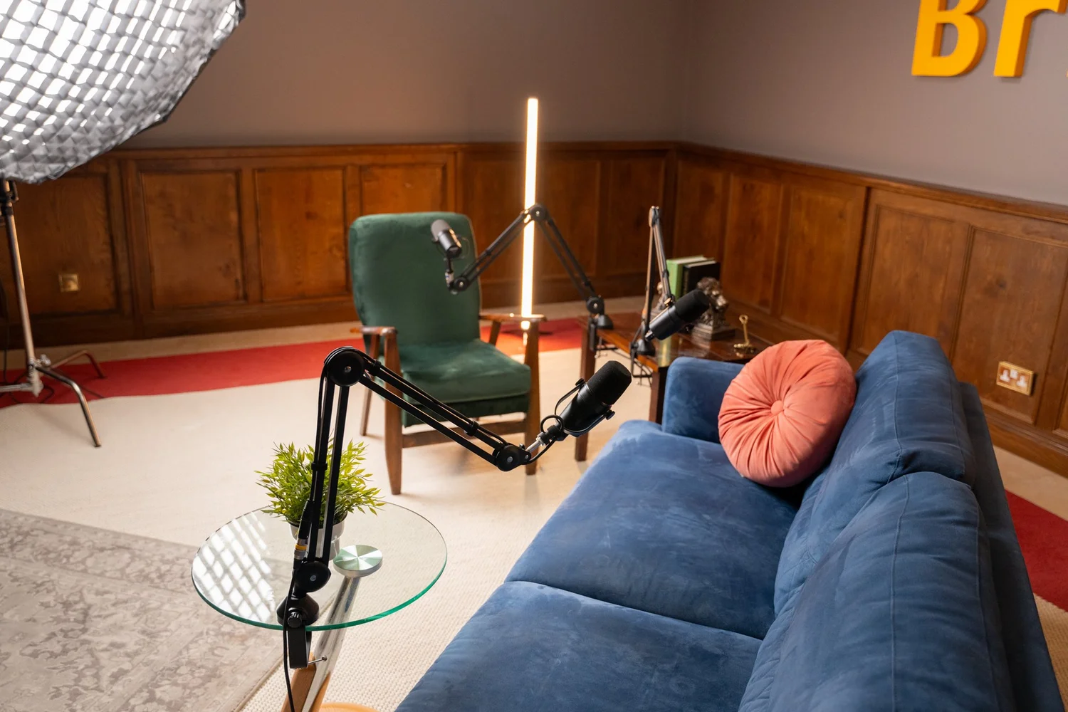 Studio setup at Cheshire Podcast Studio used during content planning sessions