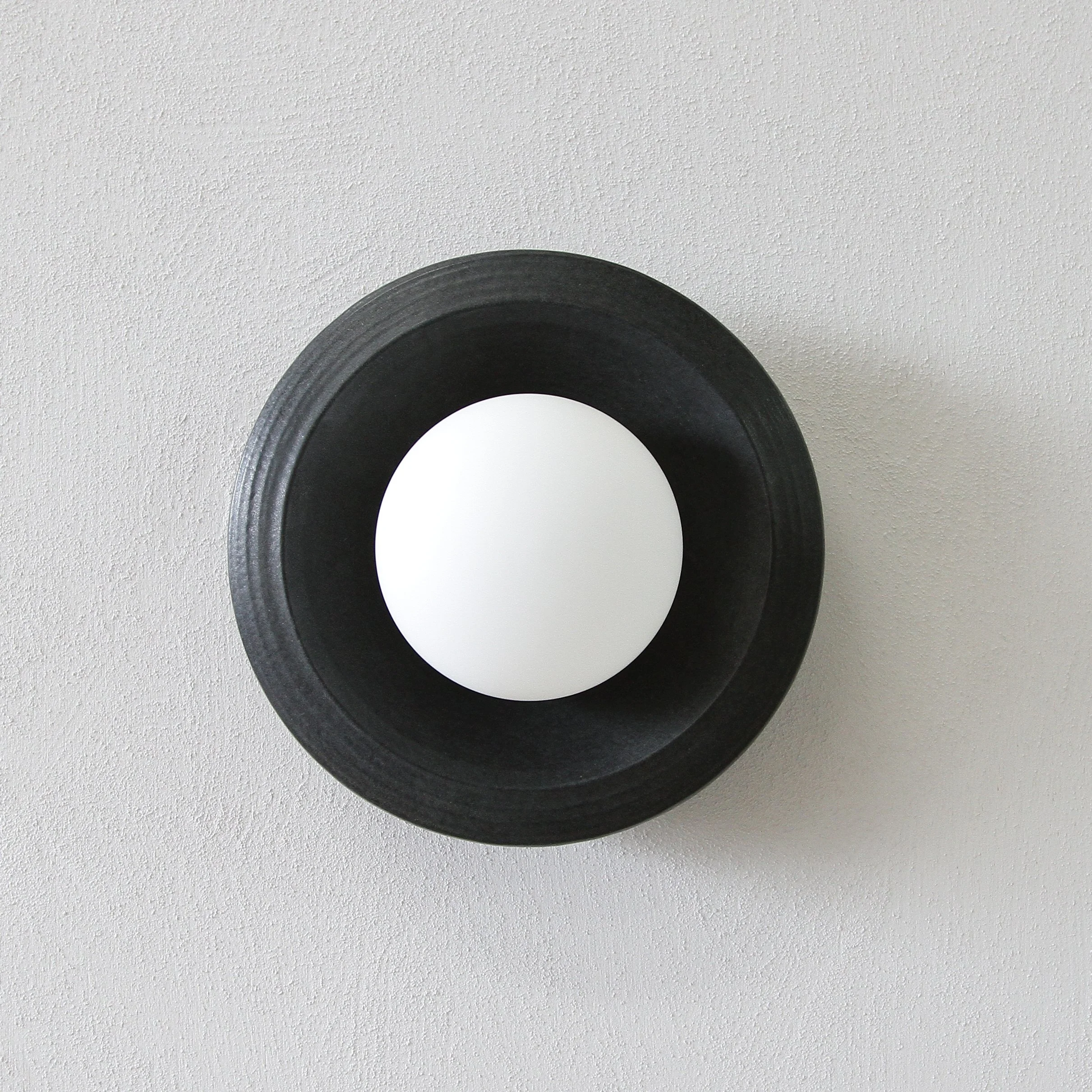 Edged Circle Sconce - Black - $700