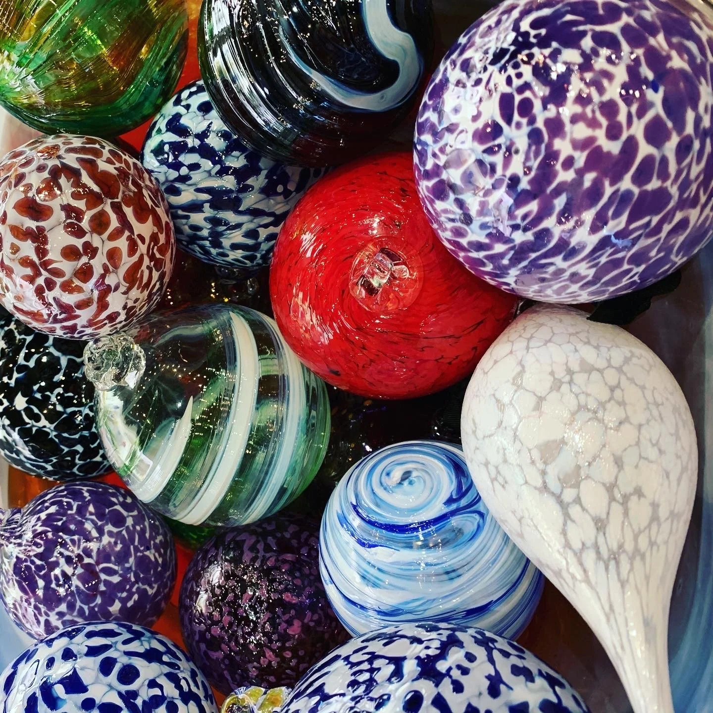 Various glass handmade ornaments