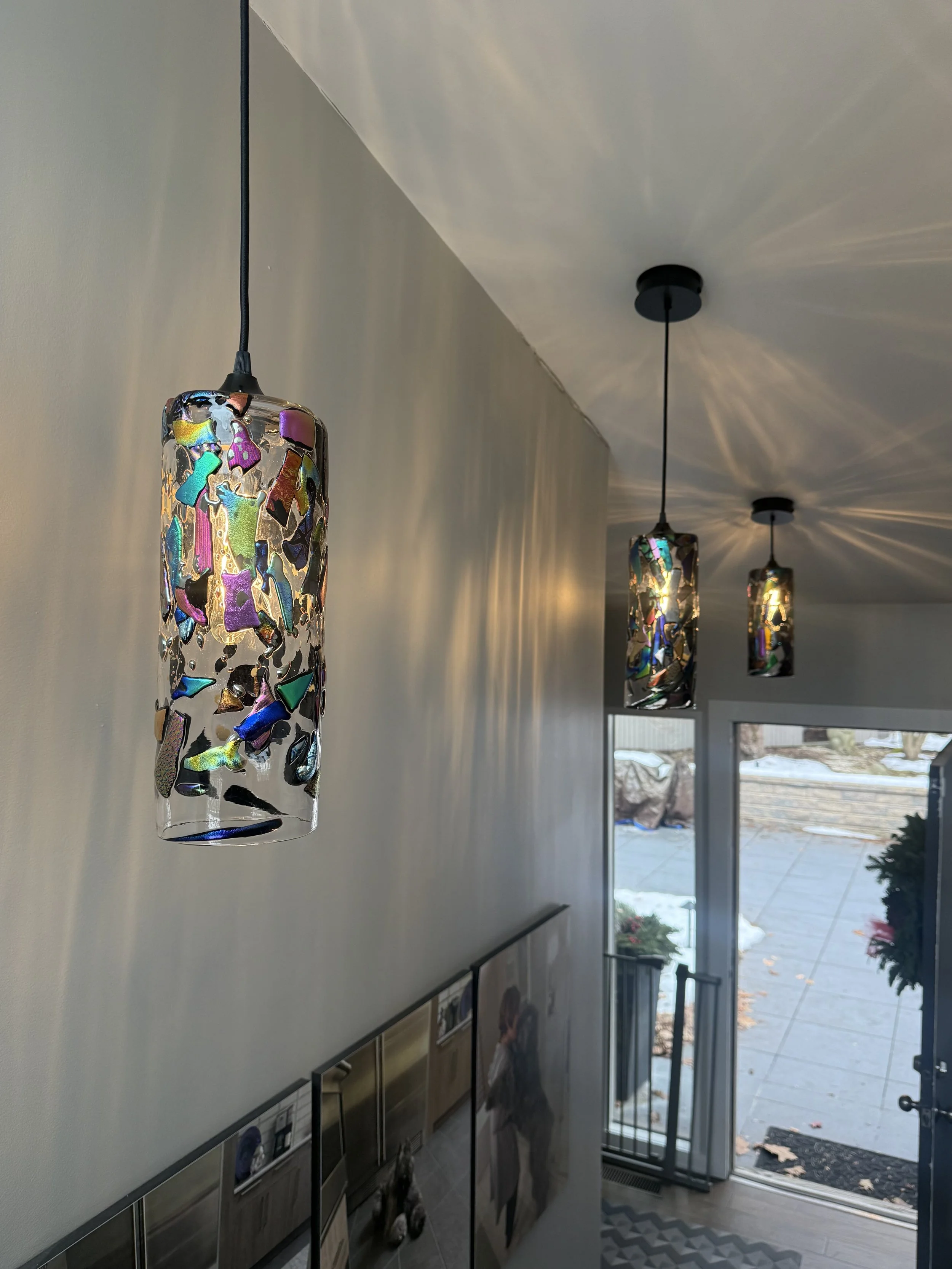 Dichroic Glass Multi-Colored Pendant