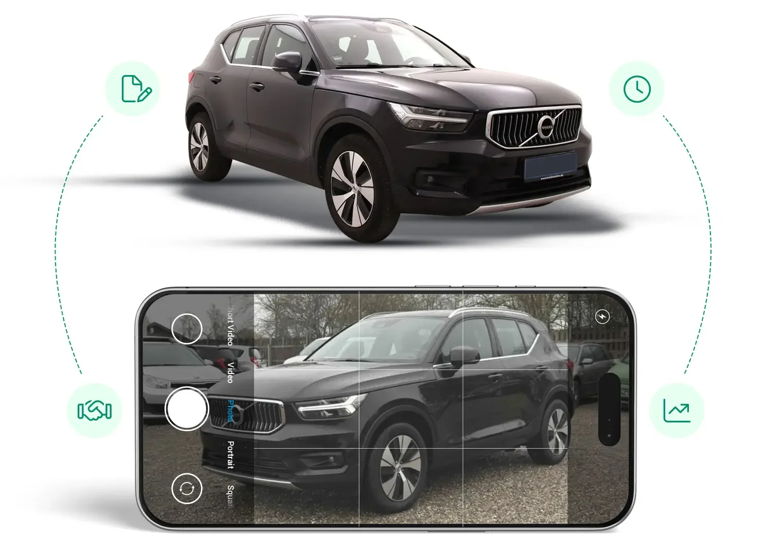 Volvo XC40 med mobilfotografering og digital kjøretøyregistrering i AutoProff