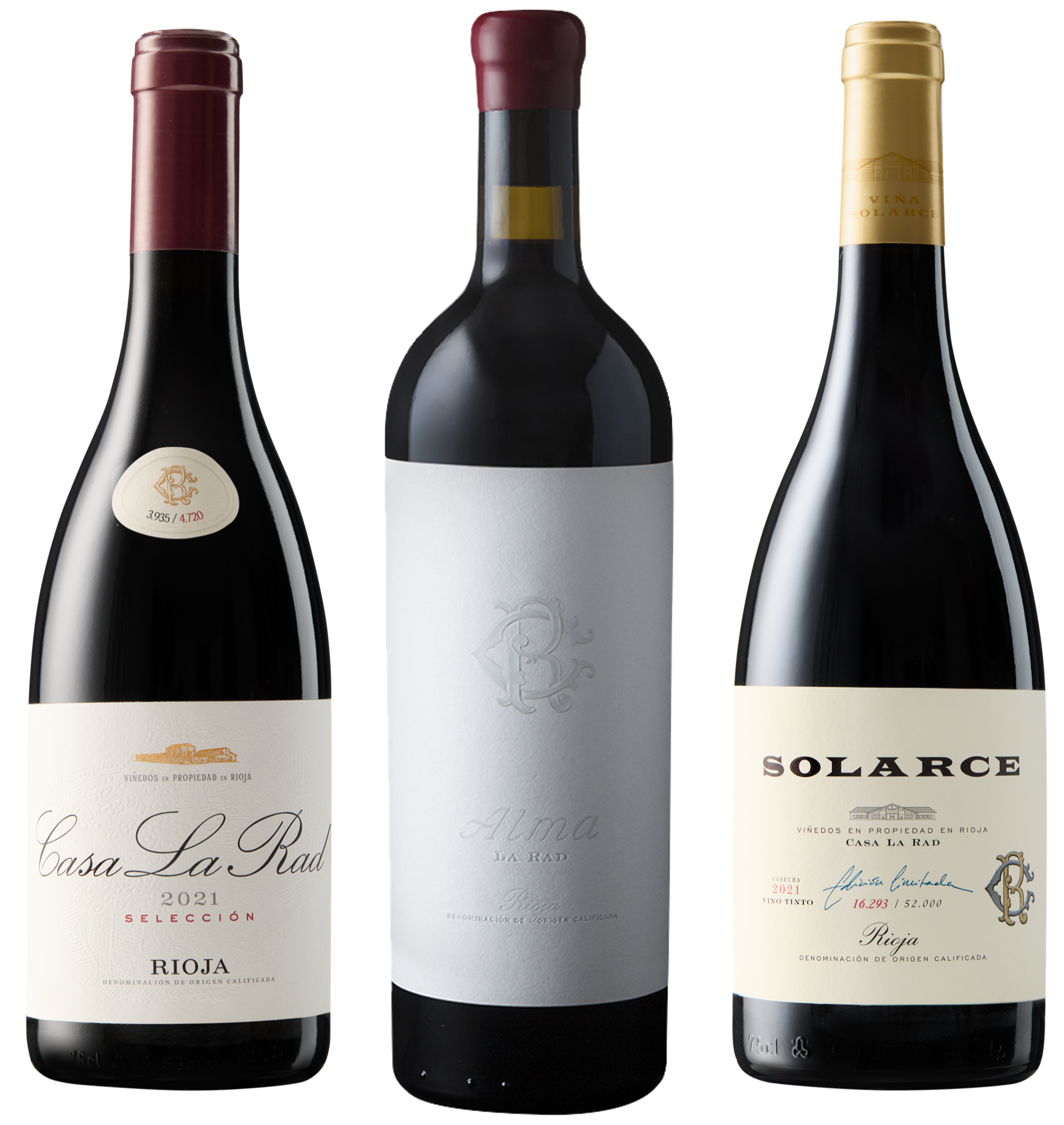 El portafolio de Casa La Rad en Rioja Oriental, articulándose en tres interpretaciones del mismo viñedo:.