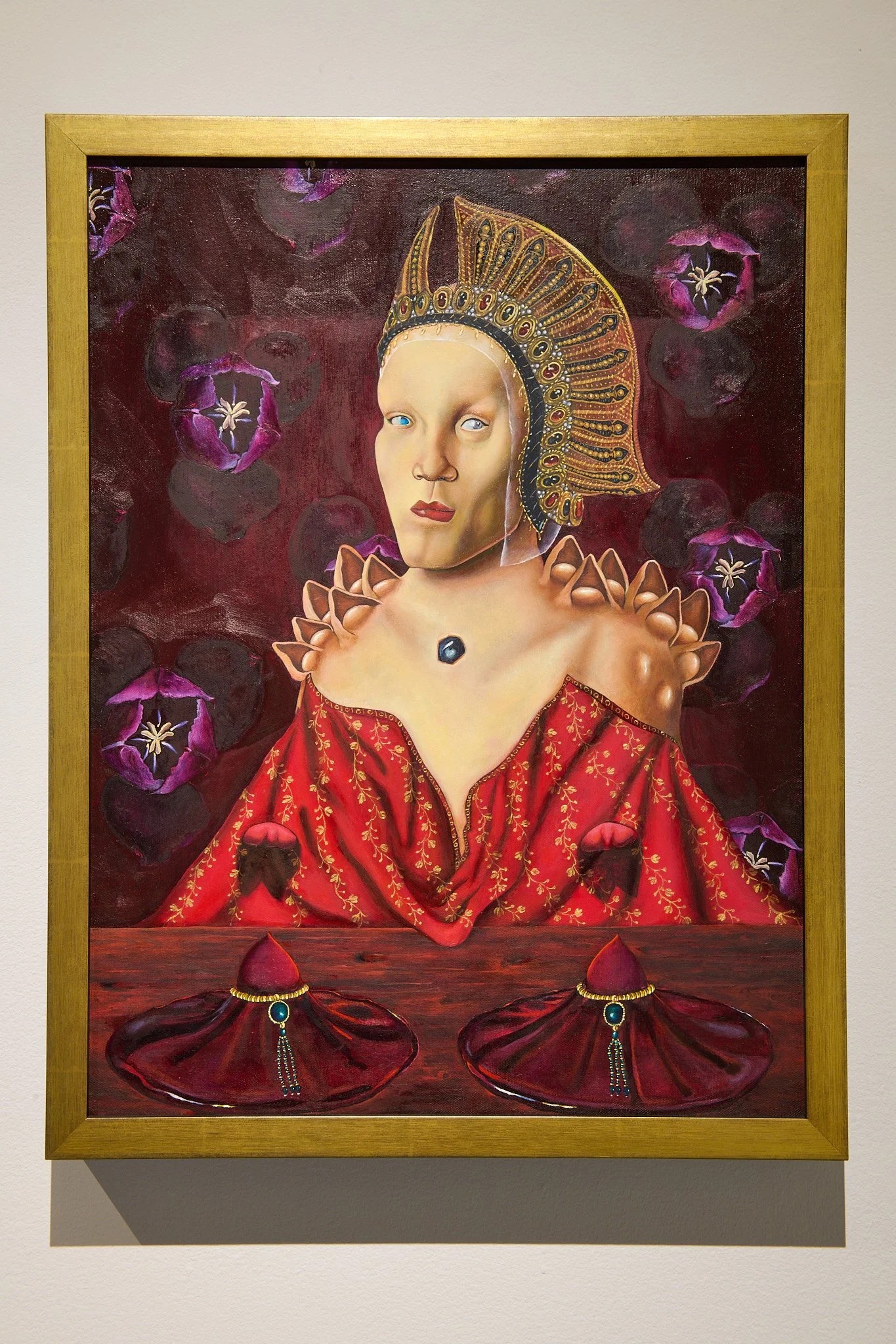  A Pervert's Pores and Other Equilibriums , 24” x 18,” Oil on Canvas, 2025.  
Image Courtesy of Mount Saint Vincent University Gallery. Photo: Wiebke Schroeder. 