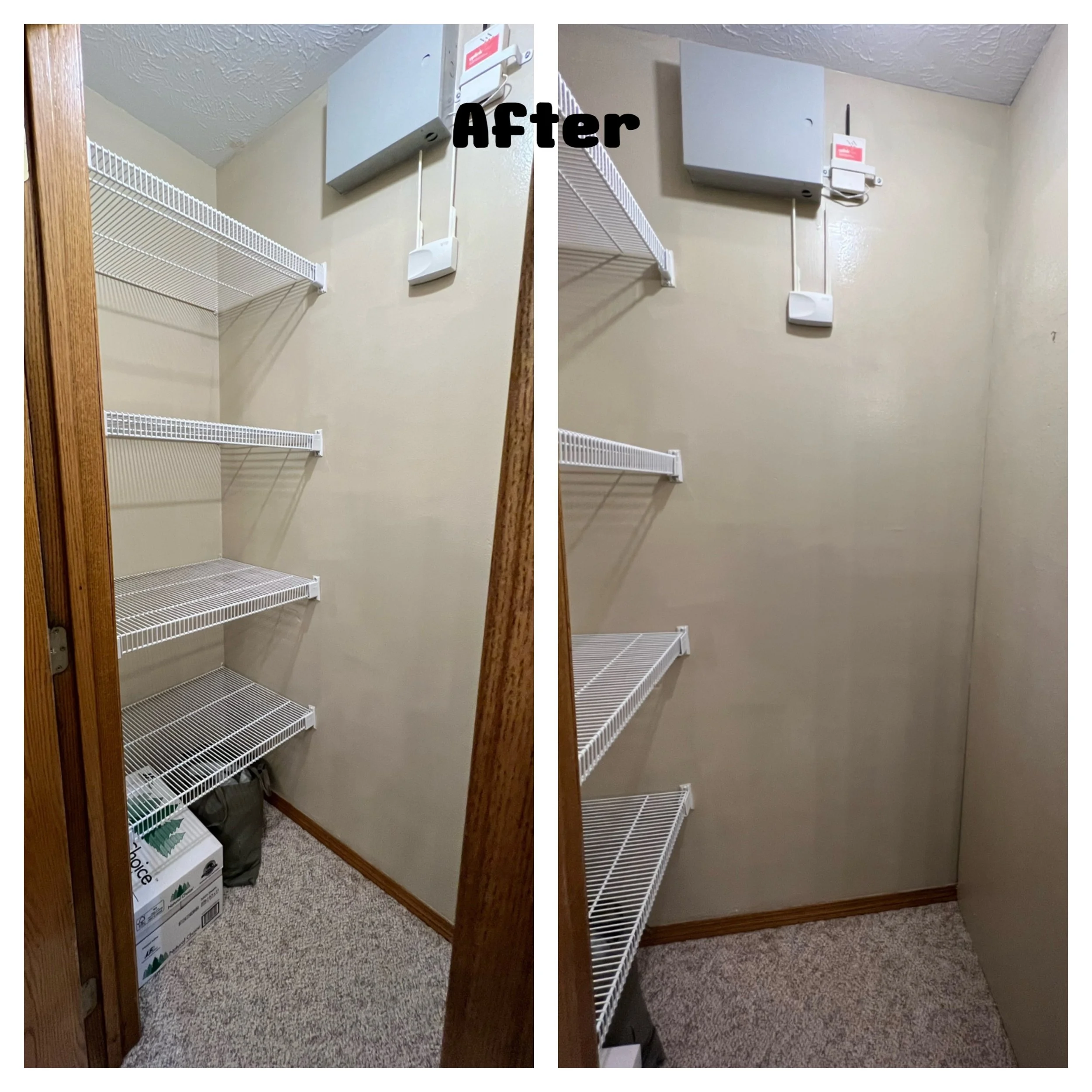 Bathroom Linen Closet: After cleaning, sanding, & painting...