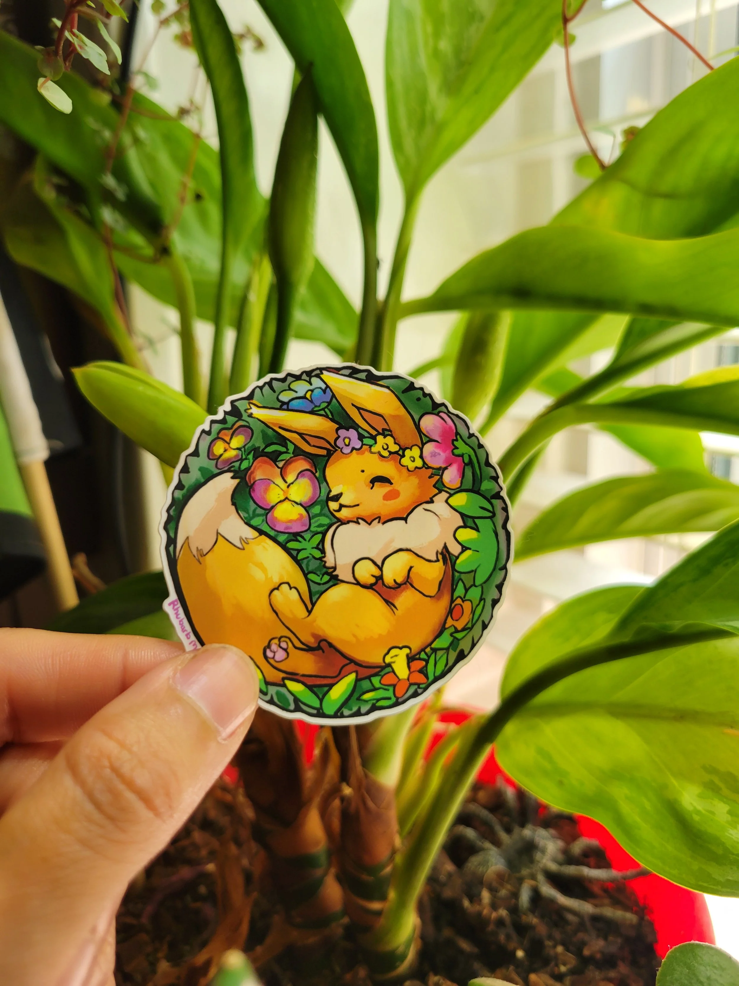 Eevee in cozy grass  waterproof sticker to personalize laptops waterbottles notebooks