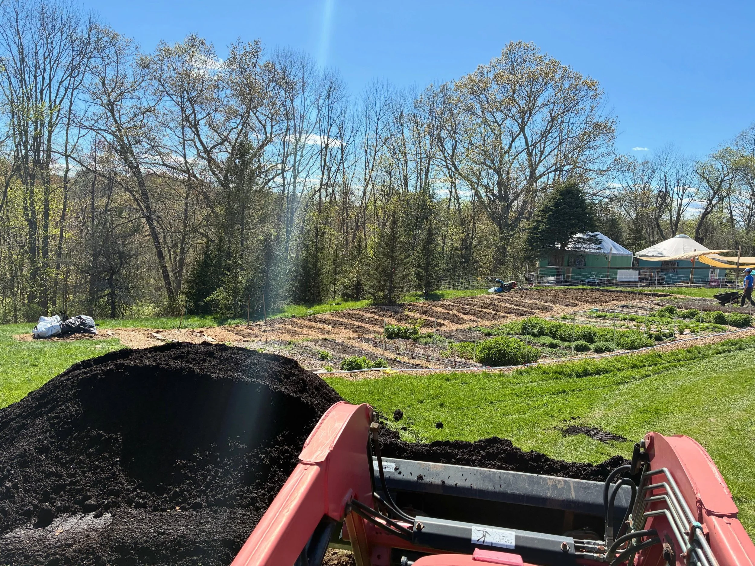 Yesterday was compost delivery day! We got the most beautiful compost from @blackearthcompost and got to work spreading it on our new garden beds. I couldn&rsquo;t stop smiling as these beds came together and today we get to start getting our seedlin