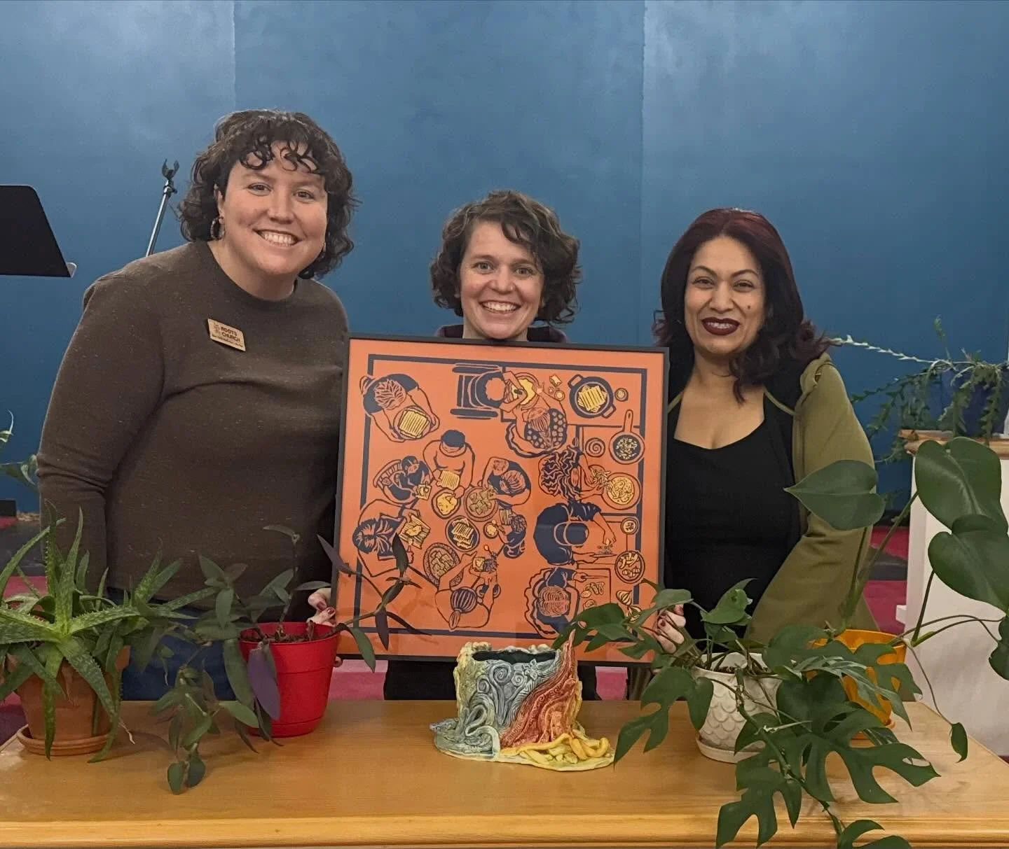 We Nourish! Worship tonight was a beautiful word about what it means to be fed. Cristina reminded us that we deserve to eat well, that no one should go hungry, that love is shared in a meal, and to remember that food makes us all happy and cared for.