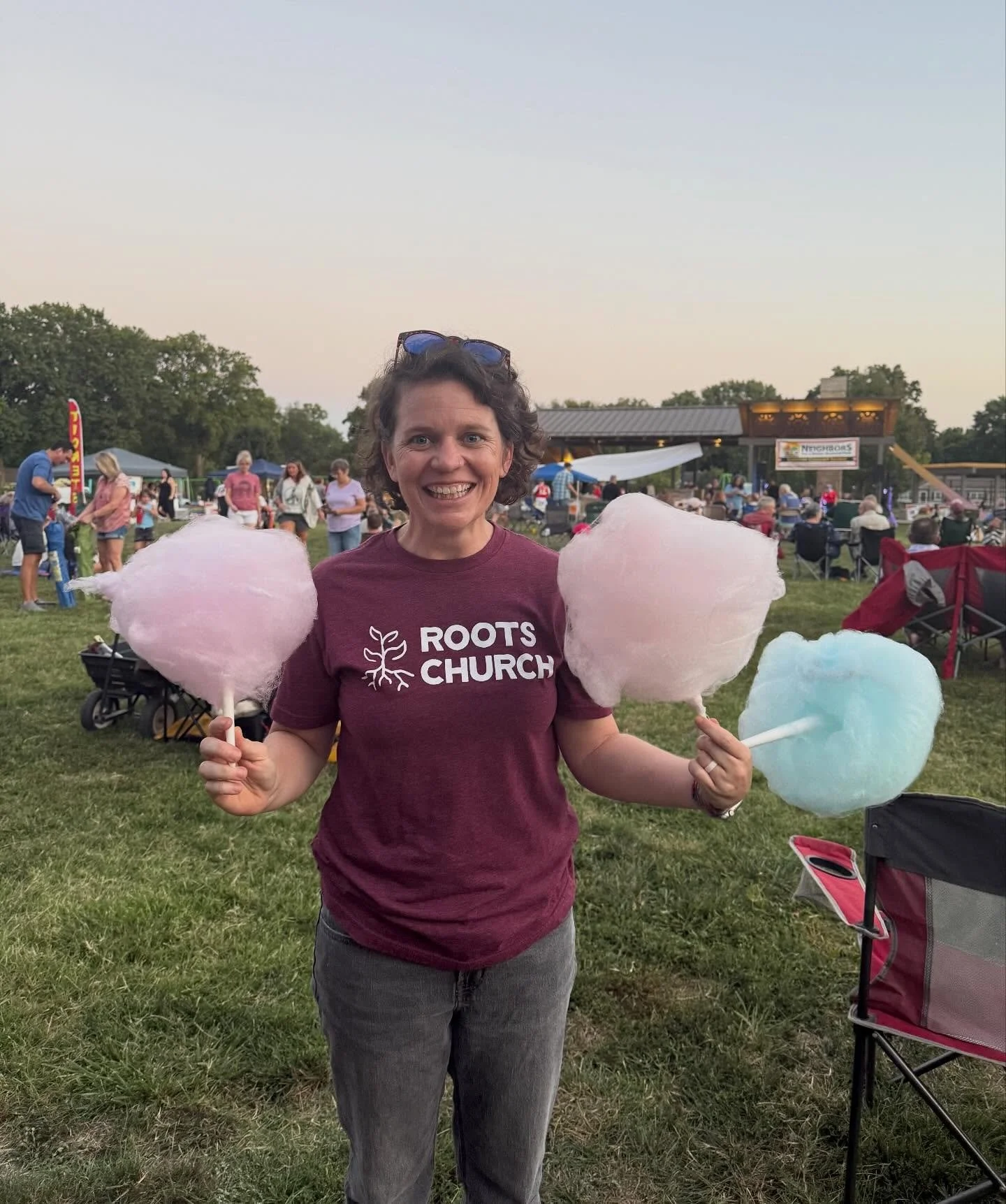 It might not be as cool as @ecarterellis bringing the cotton candy, but tonight she is bringing the message! Join us for worship at 7pm!