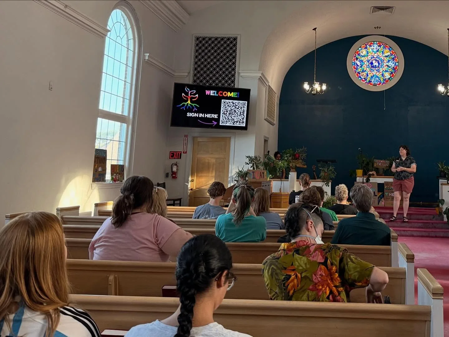 Worship on Wednesdays is in a pretty traditional sanctuary. For some people, a space like that is a really hard thing to trust. We get it. Saaaaaame. But now we have memories of singing Born this Way and hearing people share about their own faith and
