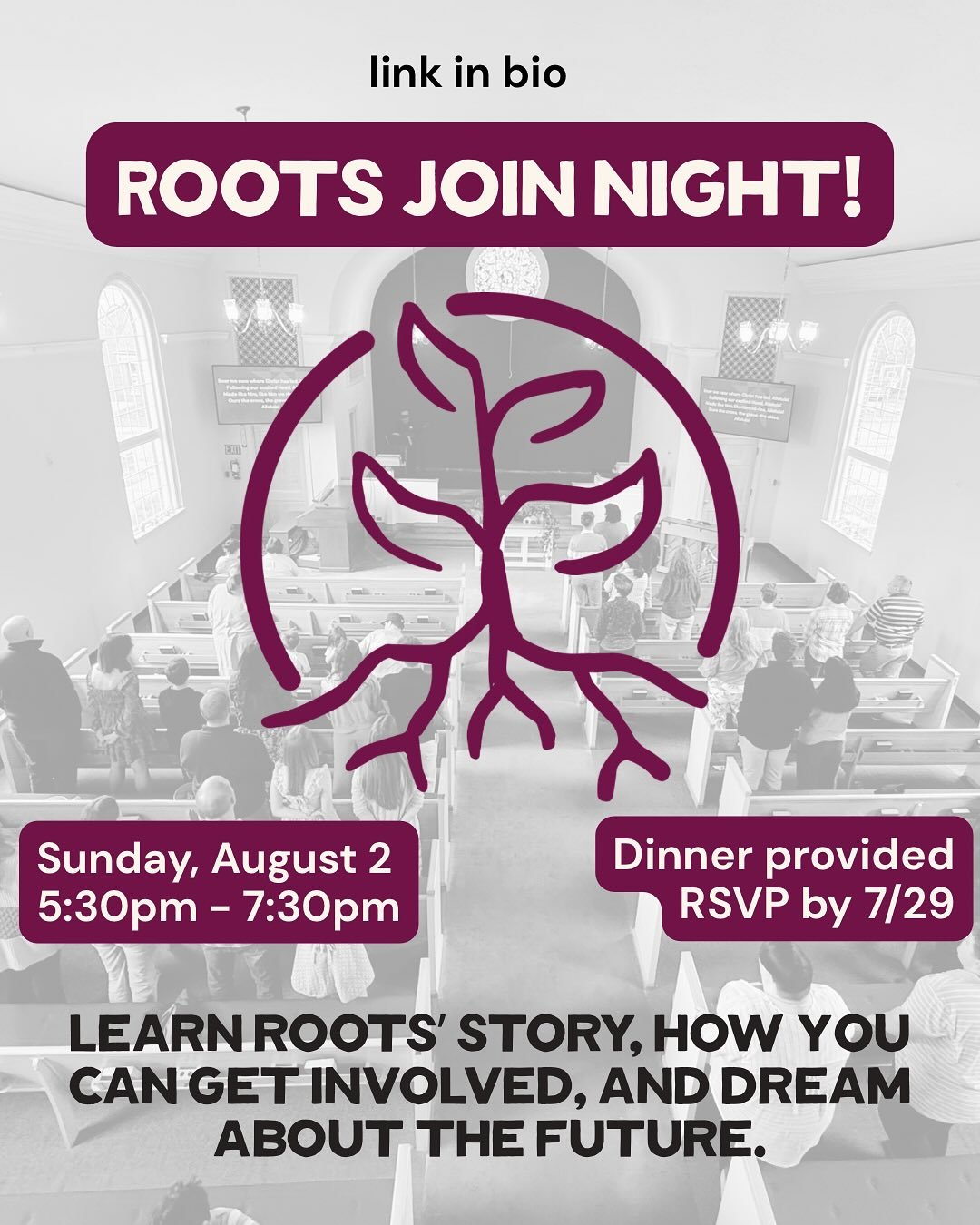 Our second ever join night is coming soon! It&rsquo;s a great chance to learn more about roots and get connected!