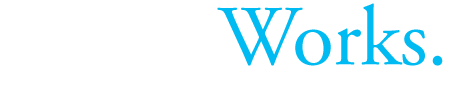 DesignWorks logo with black and blue text on a white background.