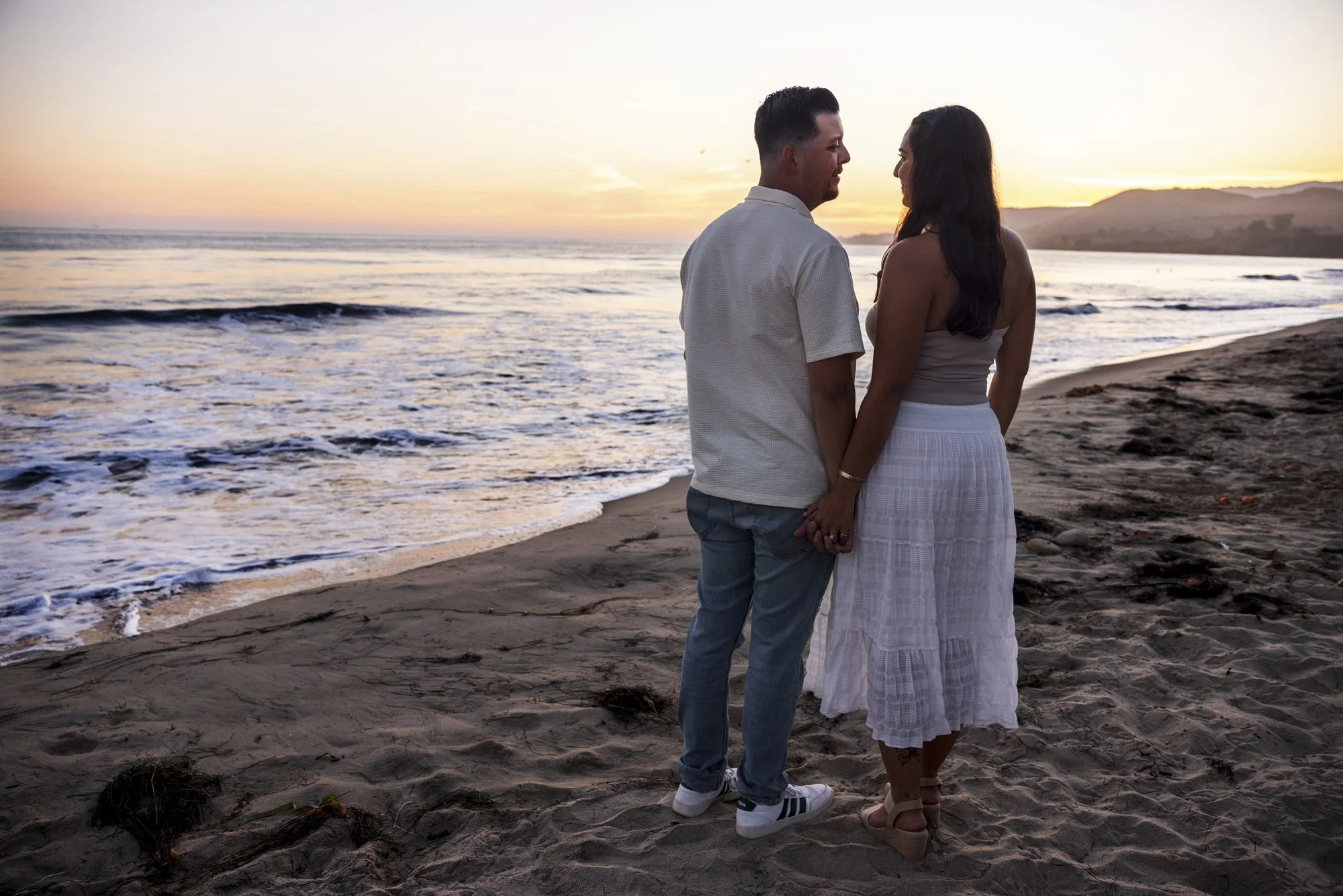 Artistic engagement portrait framed by the coastal landscape west of Santa Barbara
