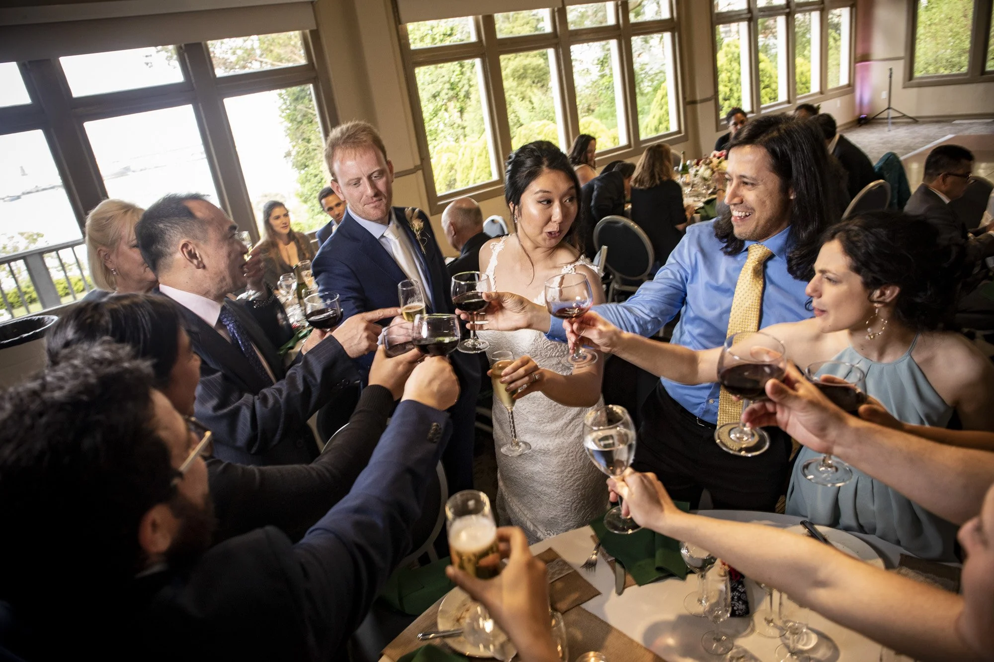 Wedding guests toasting.