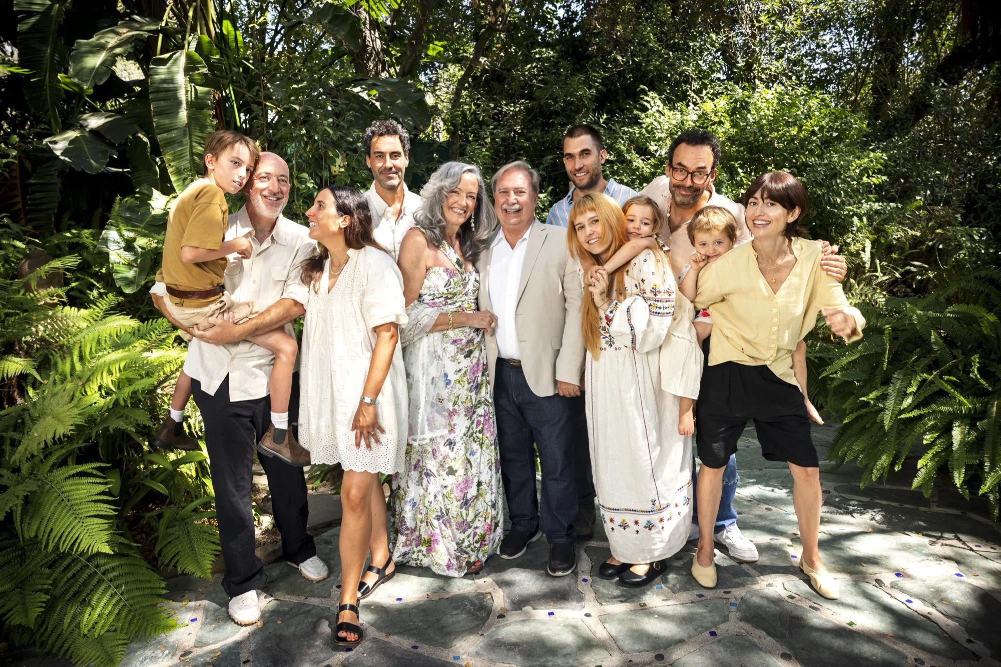 Entire extended family gathered for a portrait during a 75th birthday vacation in Montecito, California.
