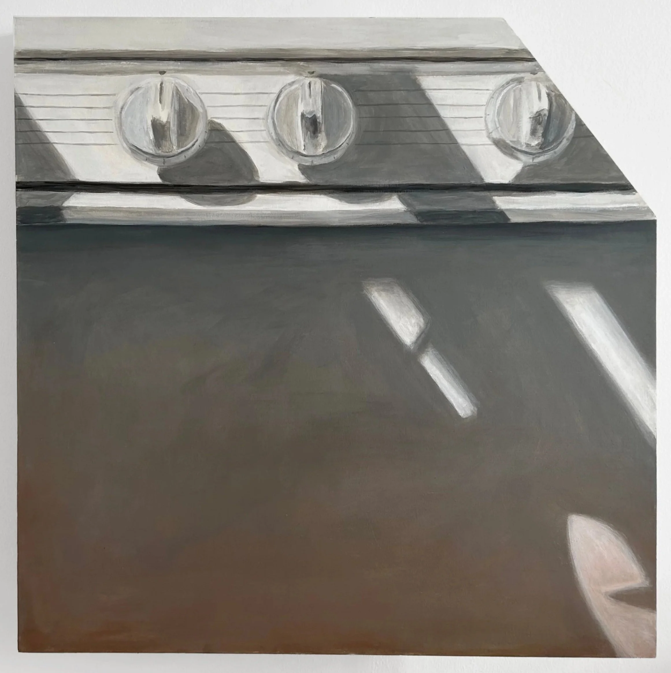 "The Oven", acrylic on shaped wood panel, 24x24", 2024